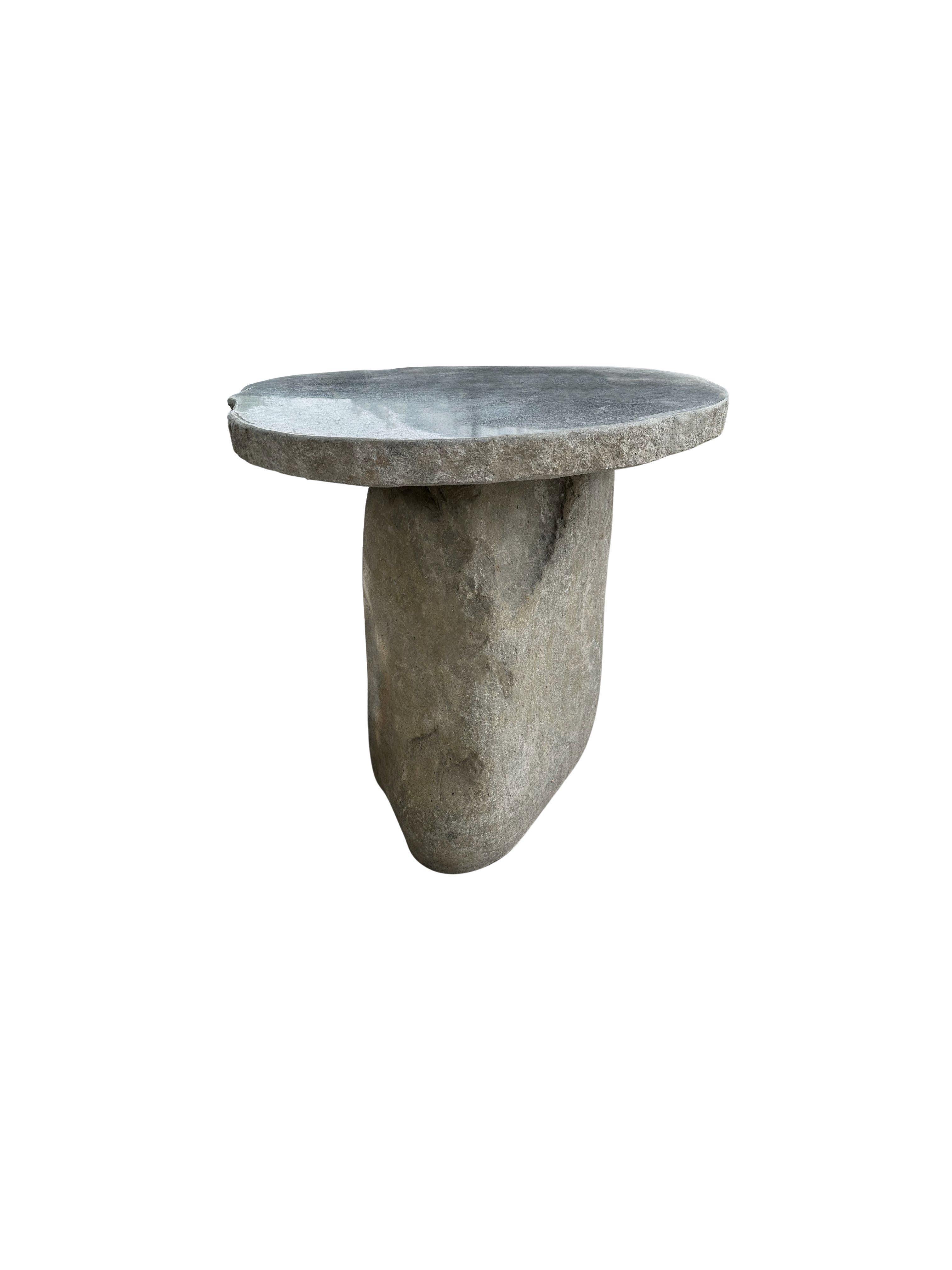 Contemporary Solid Stone Round Table from Java, Indonesia