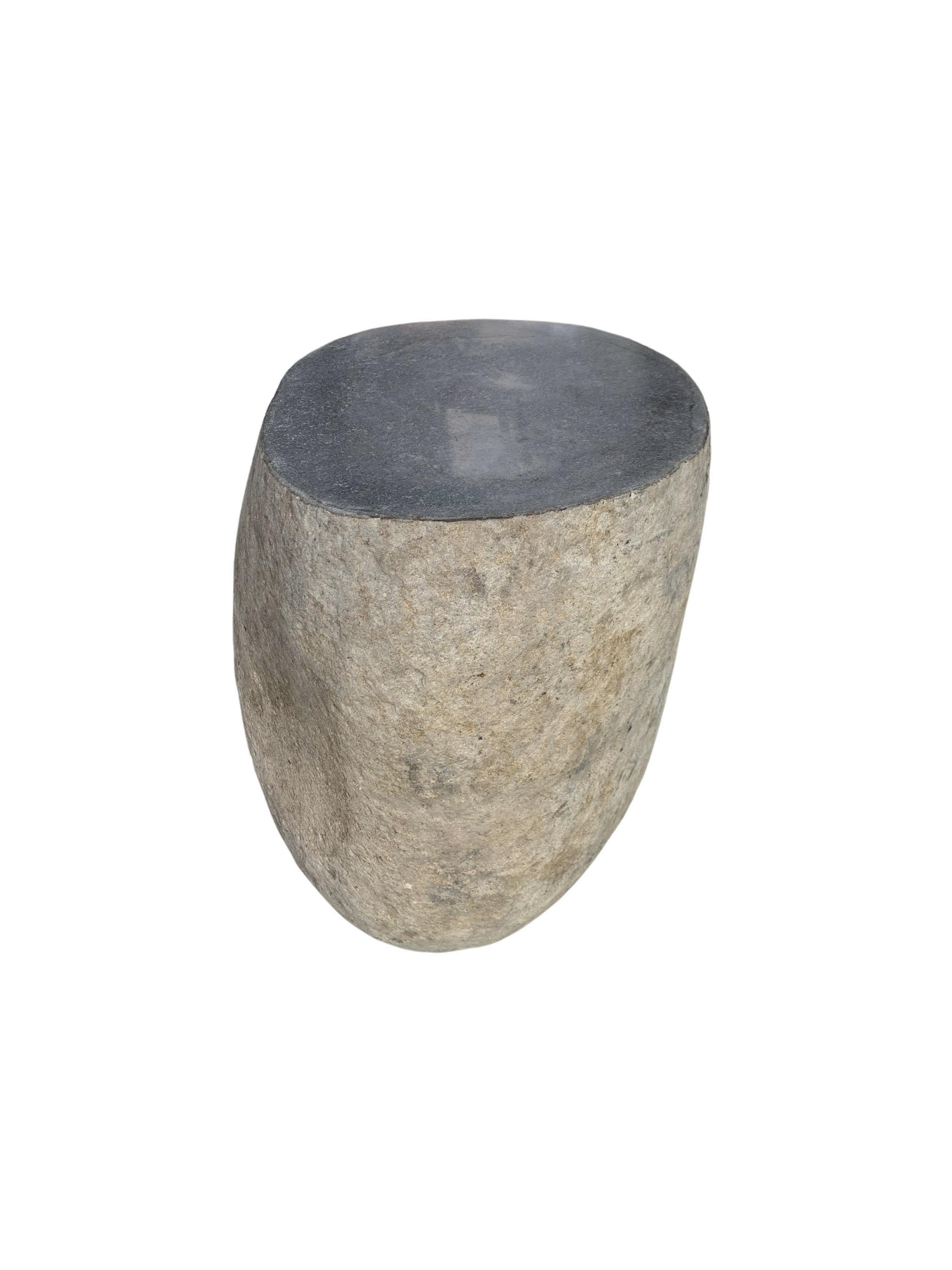 Organic Modern Solid Stone Side Table / Pedestal from Java, Indonesia