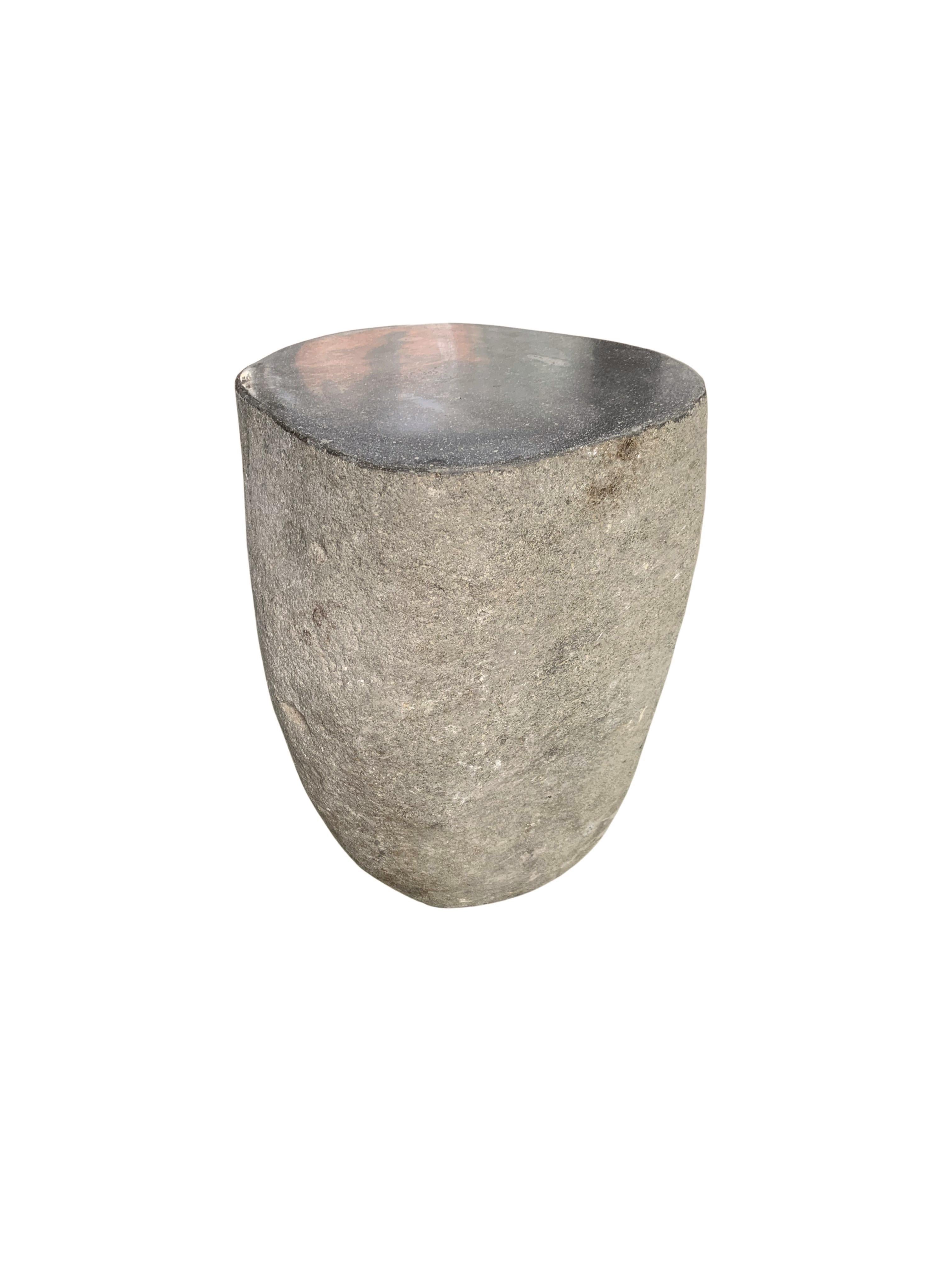 Organic Modern Solid Stone Side Table / Pedestal from Java, Indonesia