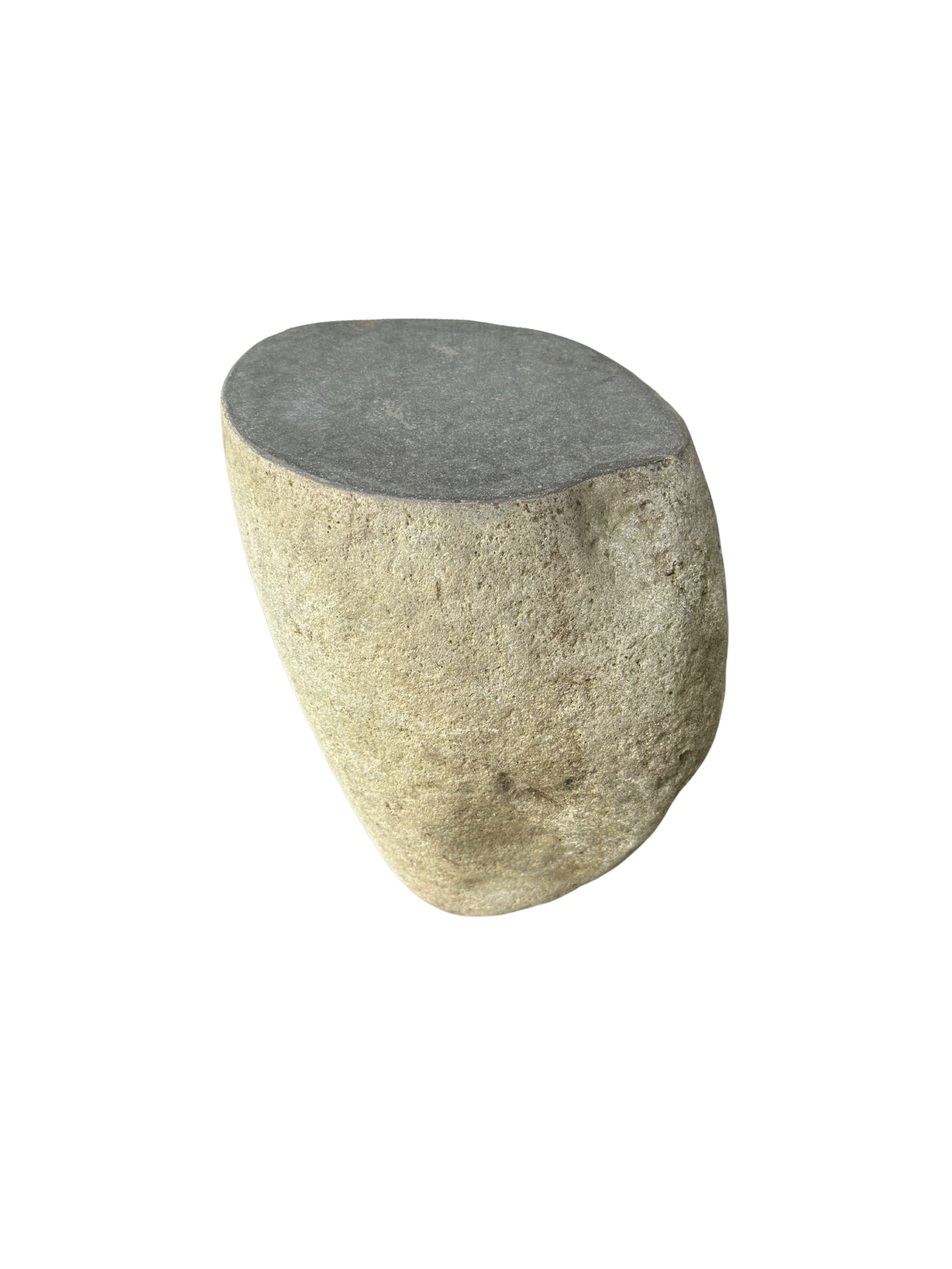 Organic Modern Solid Stone Side Table / Pedestal from Java, Indonesia