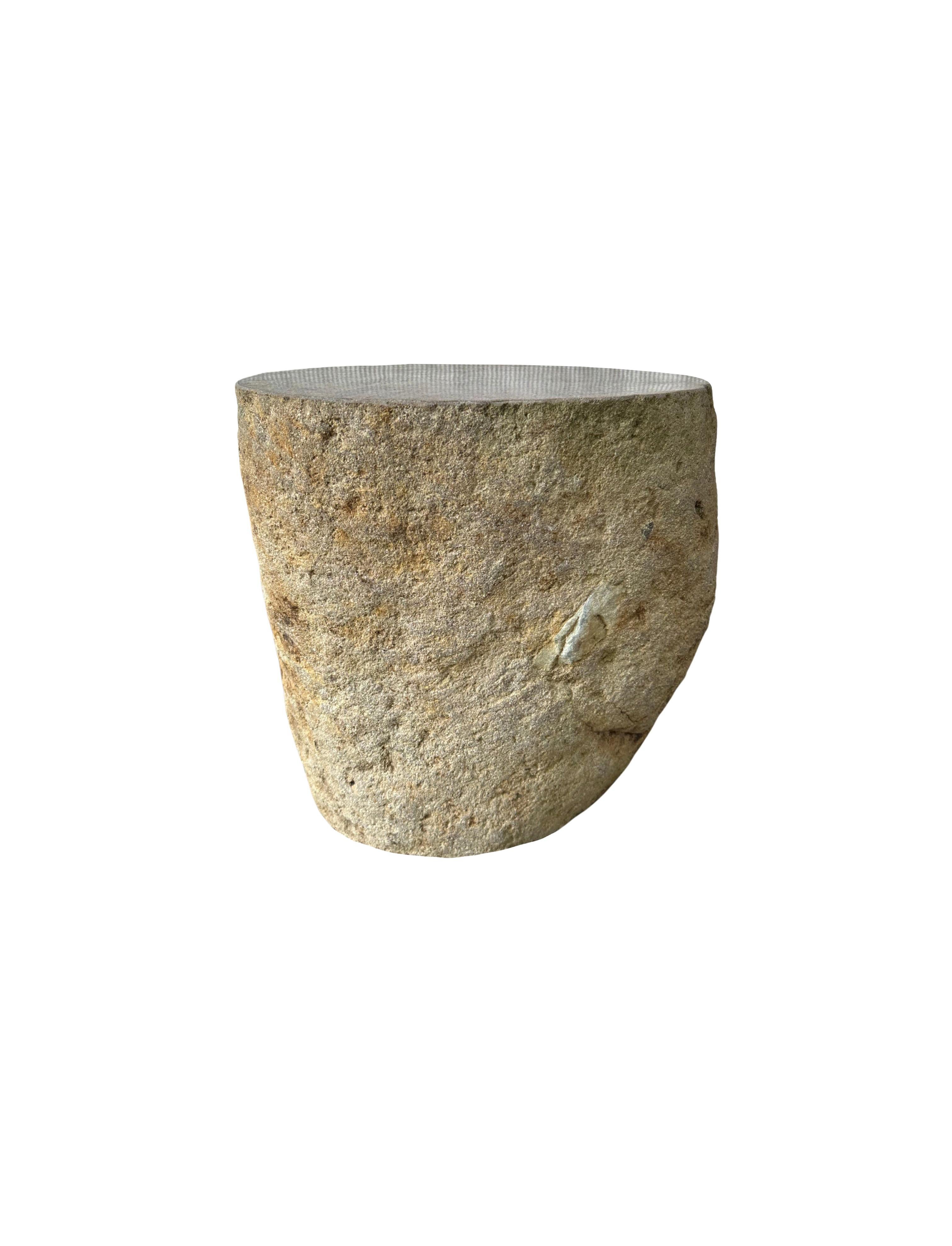 Organic Modern Solid Stone Side Table / Pedestal from Java, Indonesia
