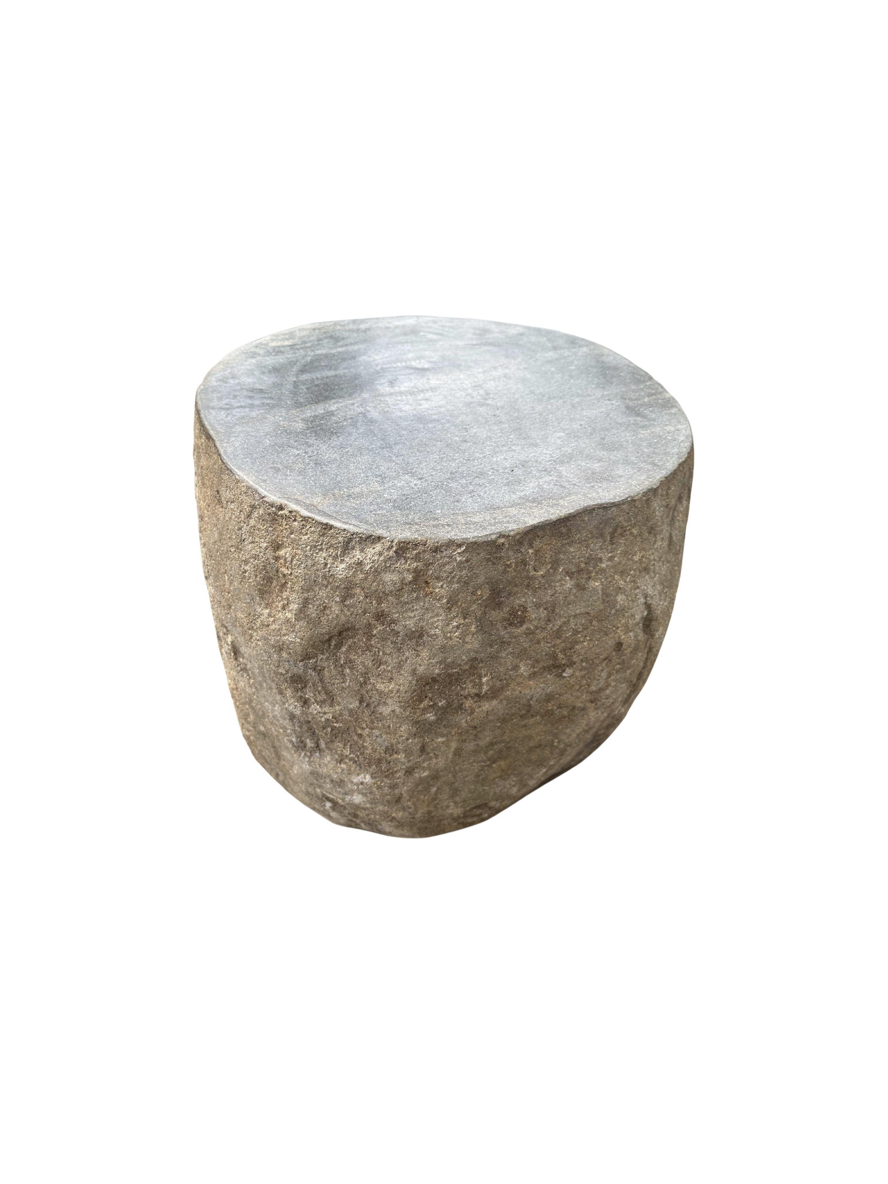 Organic Modern Solid Stone Side Table / Pedestal from Java, Indonesia