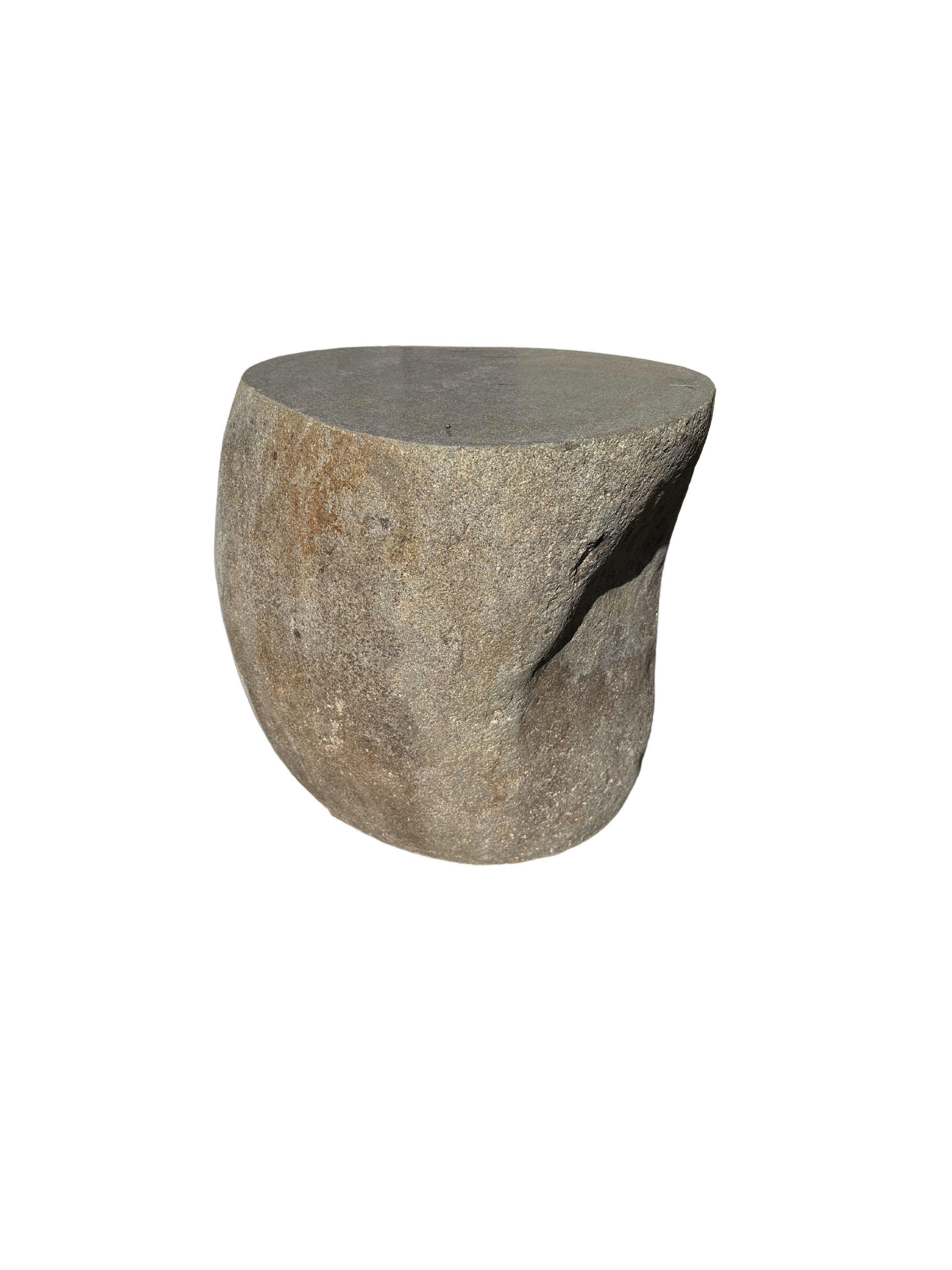 Organic Modern Solid Stone Side Table / Pedestal from Java, Indonesia