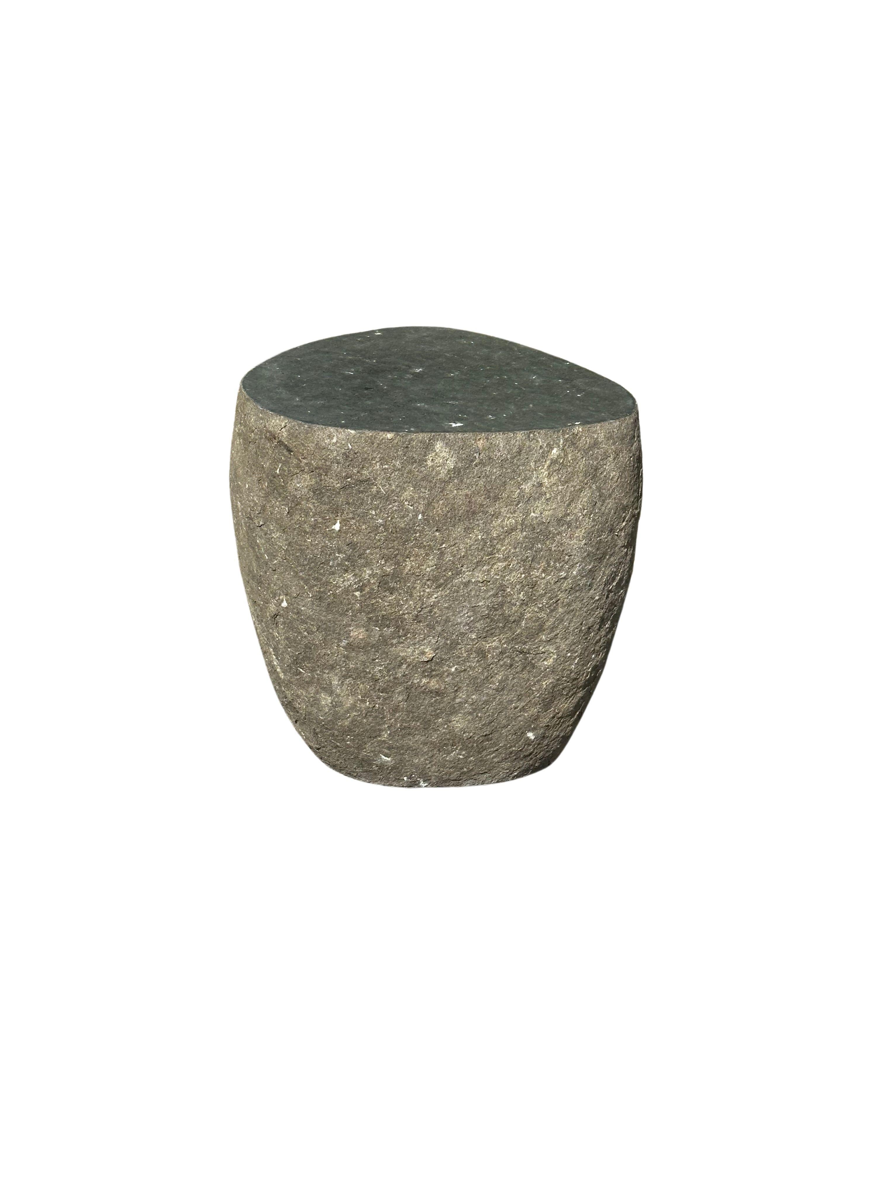 Organic Modern Solid Stone Side Table / Pedestal from Java, Indonesia For Sale