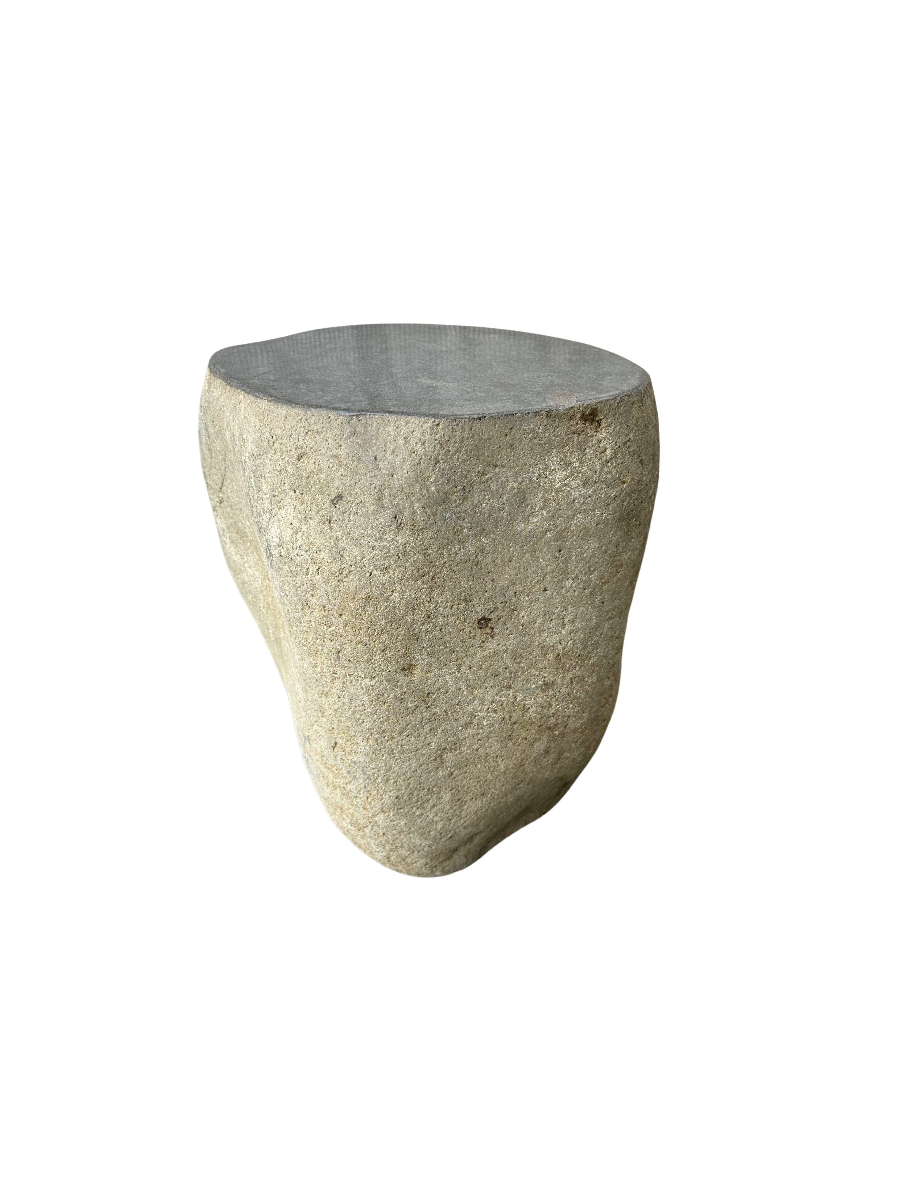 Indonesian Solid Stone Side Table / Pedestal from Java, Indonesia