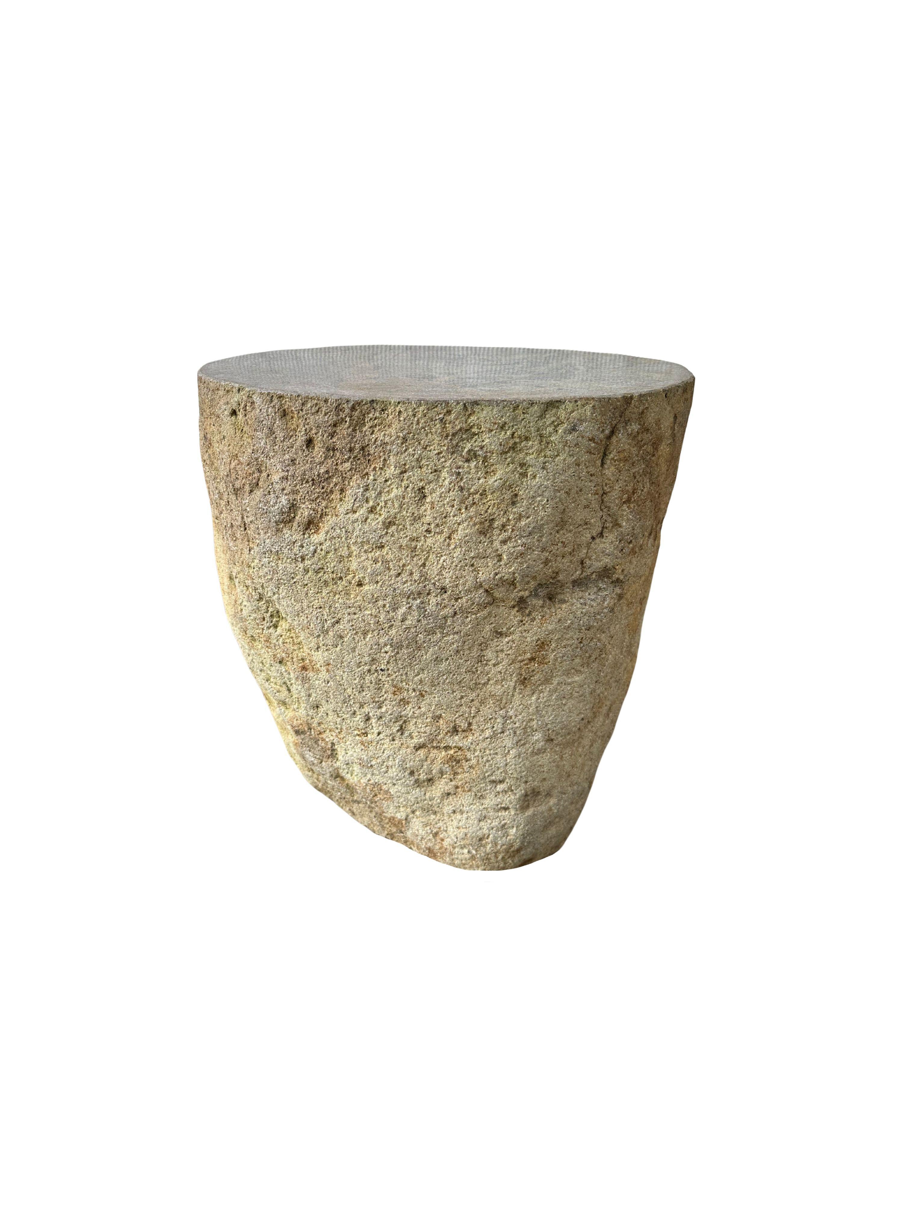 Indonesian Solid Stone Side Table / Pedestal from Java, Indonesia