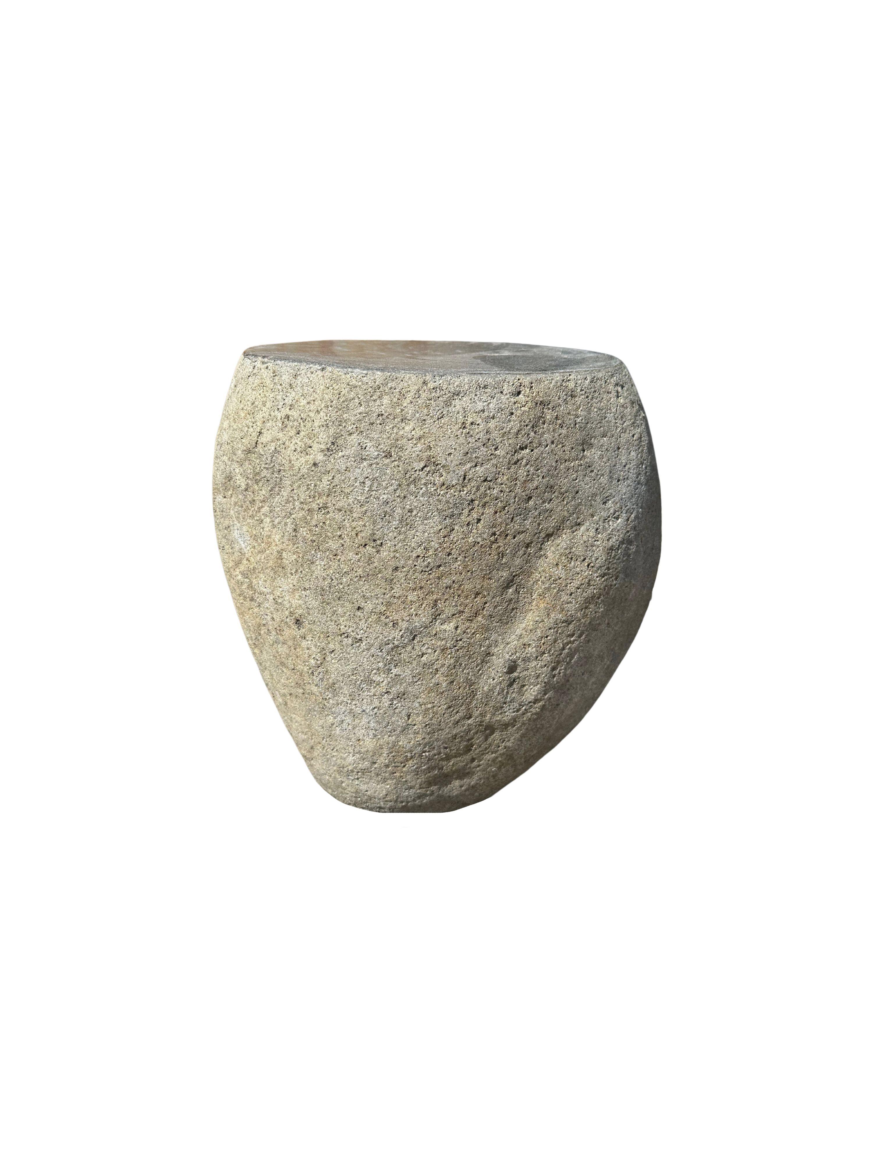Organic Modern Solid Stone Side Table / Pedestal from Java, Indonesia