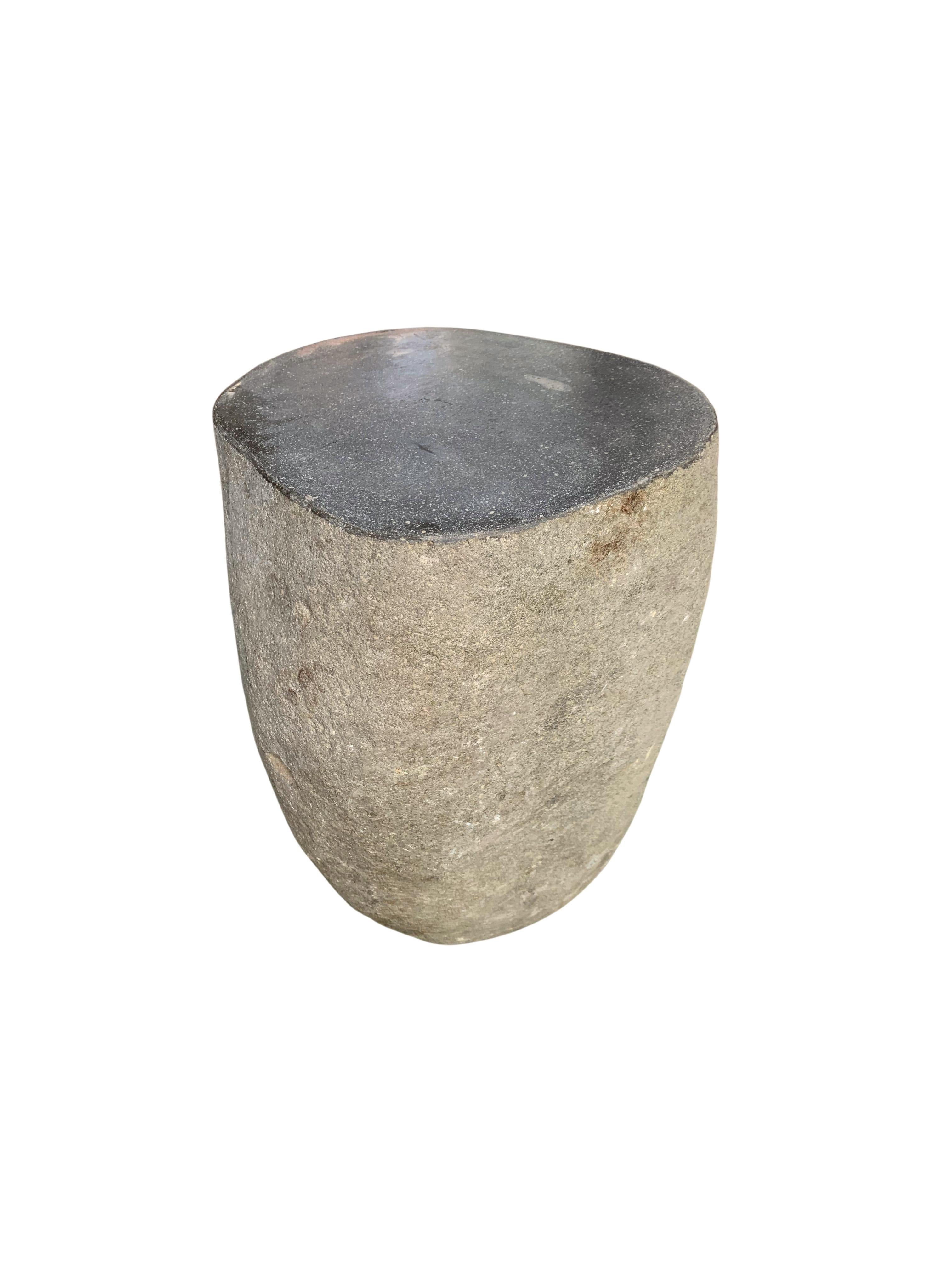 Hand-Crafted Solid Stone Side Table / Pedestal from Java, Indonesia
