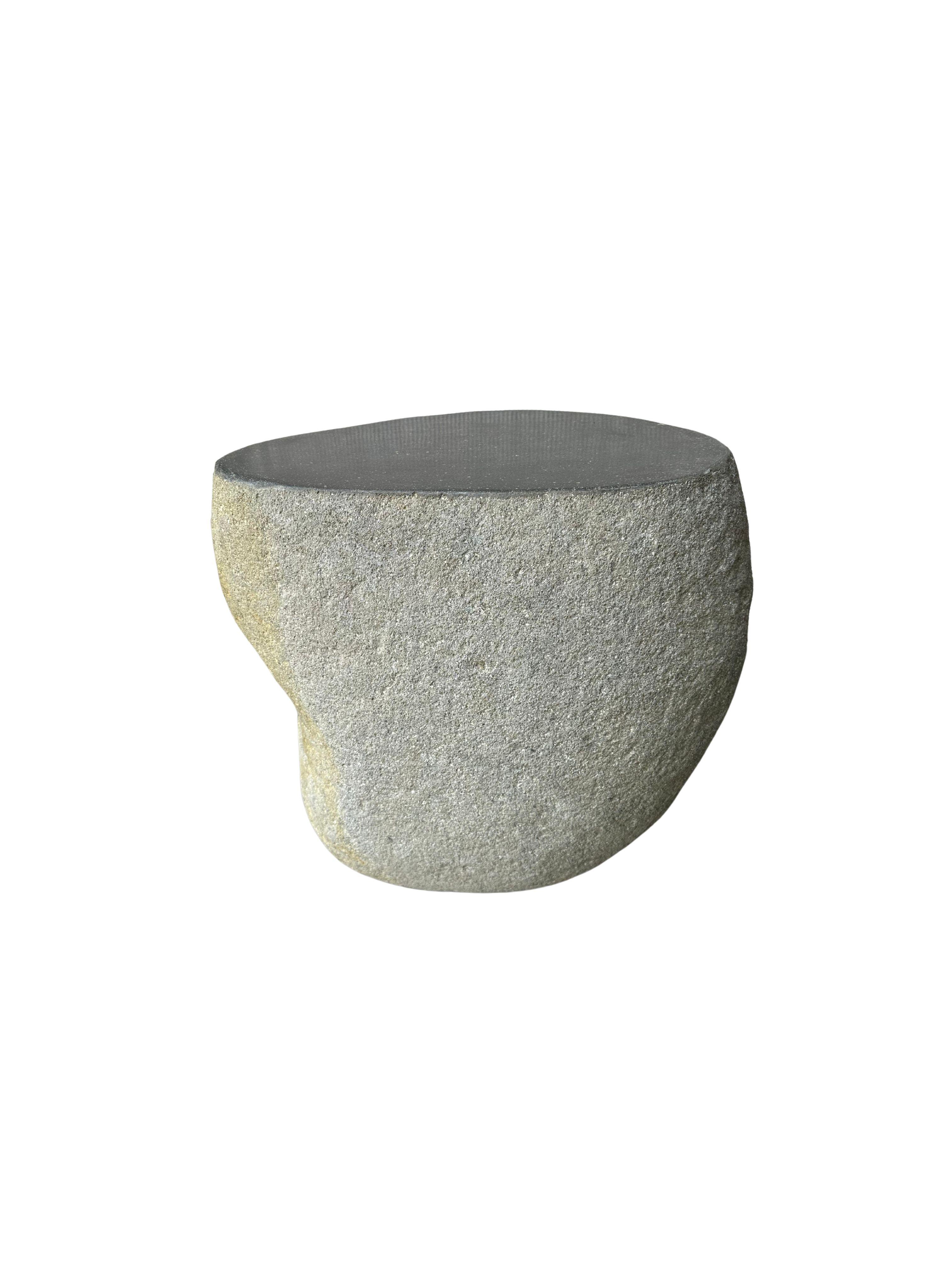 Hand-Crafted Solid Stone Side Table / Pedestal from Java, Indonesia