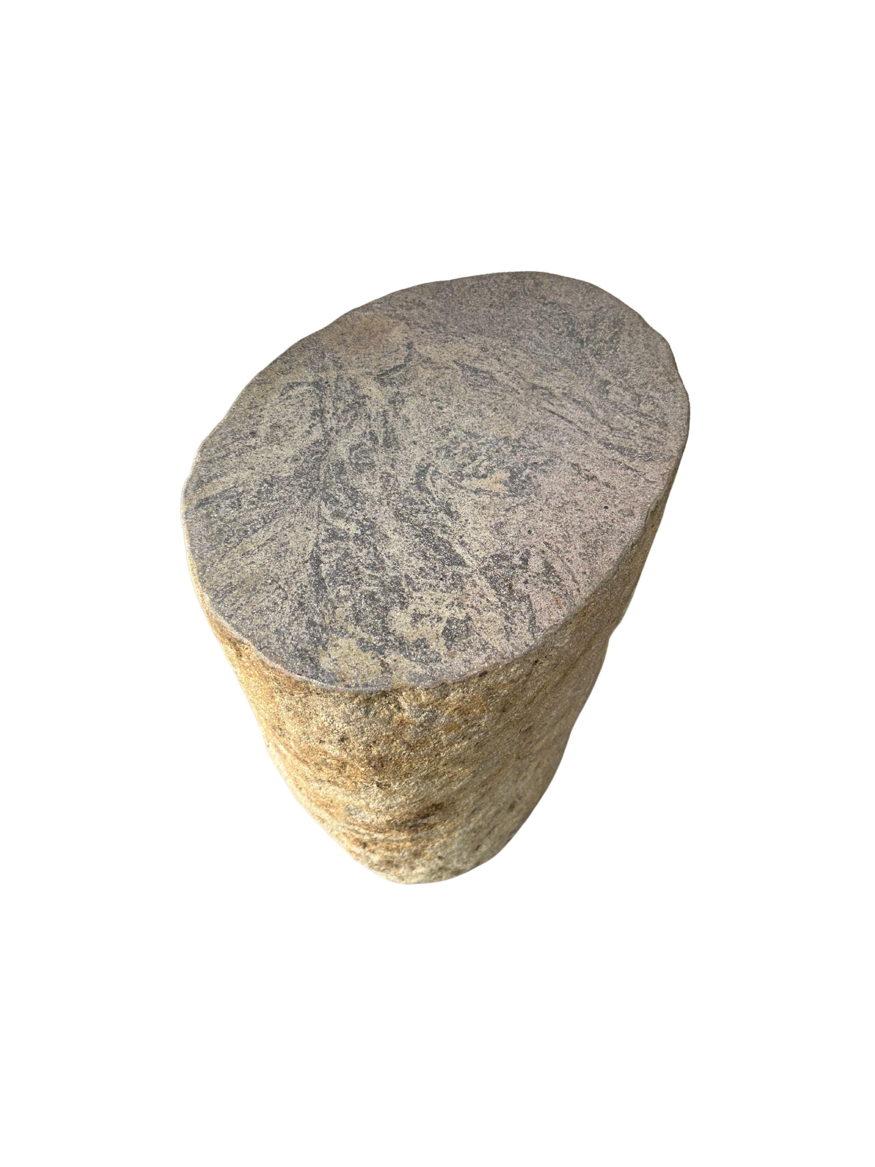 Hand-Crafted Solid Stone Side Table / Pedestal from Java, Indonesia