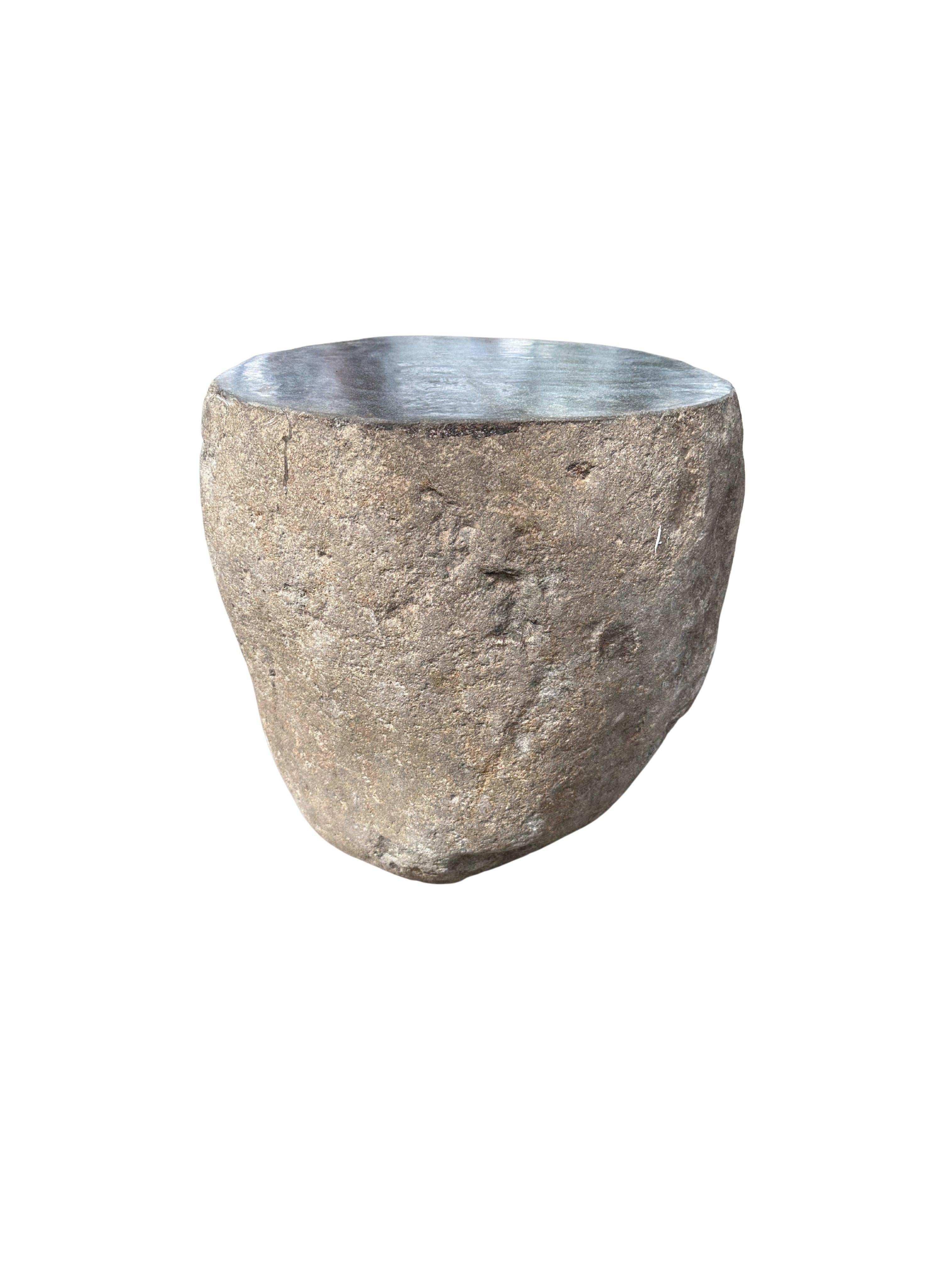 Hand-Crafted Solid Stone Side Table / Pedestal from Java, Indonesia