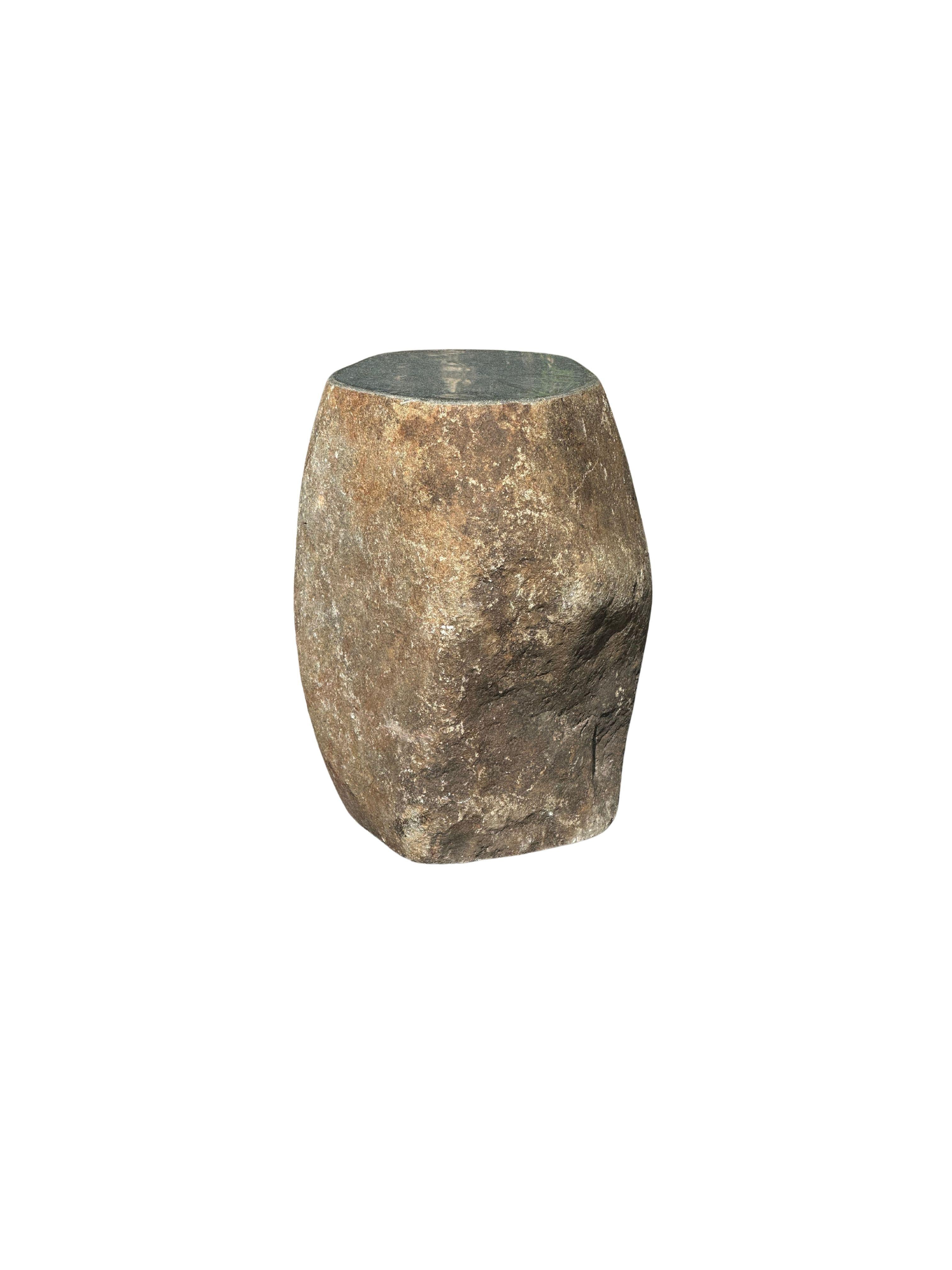 Hand-Crafted Solid Stone Side Table / Pedestal from Java, Indonesia For Sale
