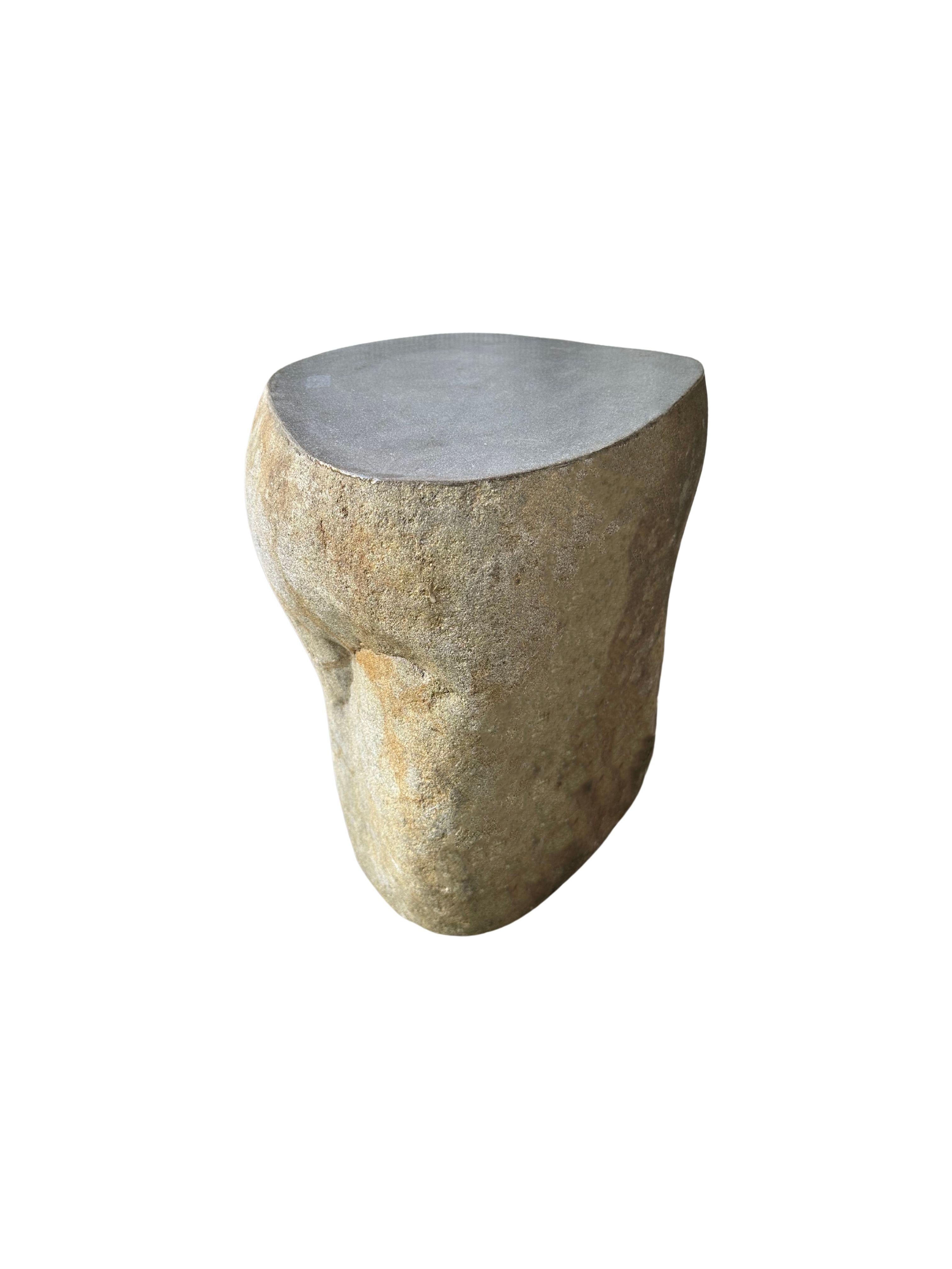 Solid Stone Side Table / Pedestal from Java, Indonesia In Good Condition In Jimbaran, Bali