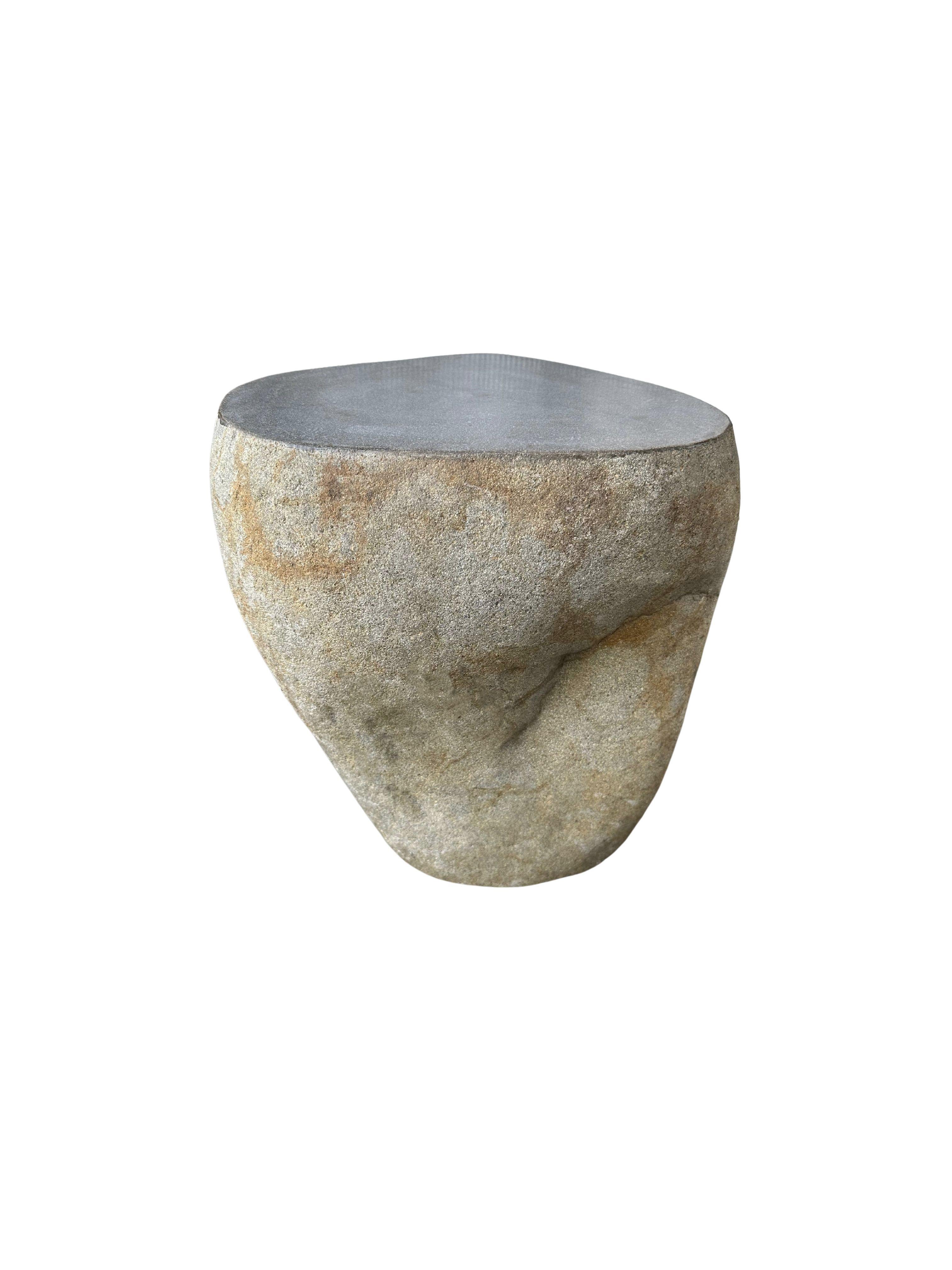 Contemporary Solid Stone Side Table / Pedestal from Java, Indonesia