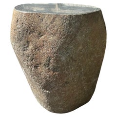 Vintage Solid Stone Side Table / Pedestal from Java, Indonesia