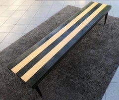 Solid Striped Wooden Bench and Brass Leg, 1980