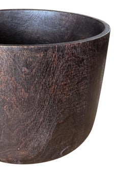 Solid Suar Wood Bowl Espresso Finish, Modern Organic