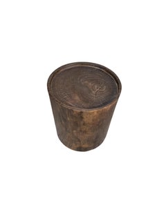 Solid Suar Wood Round Side Table Modern Organic