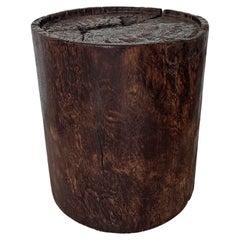 Used Solid Suar Wood Round Side Table Modern Organic