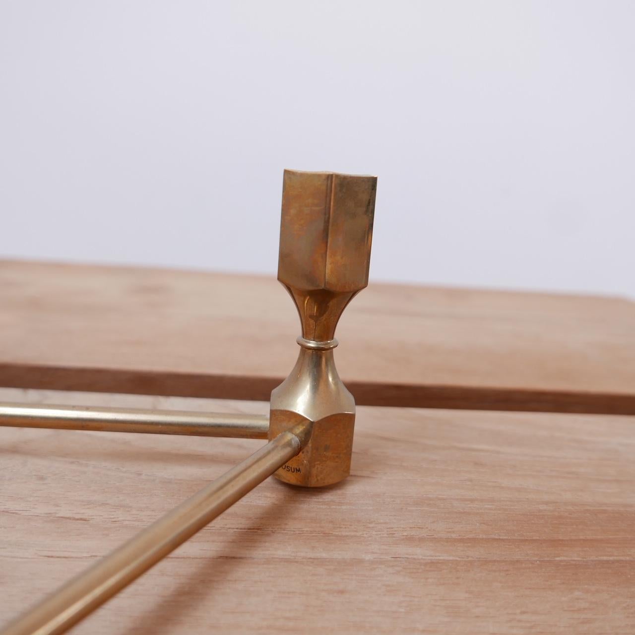 Solid Swedish 20th Century Brass Candlestick by Gusum 2
