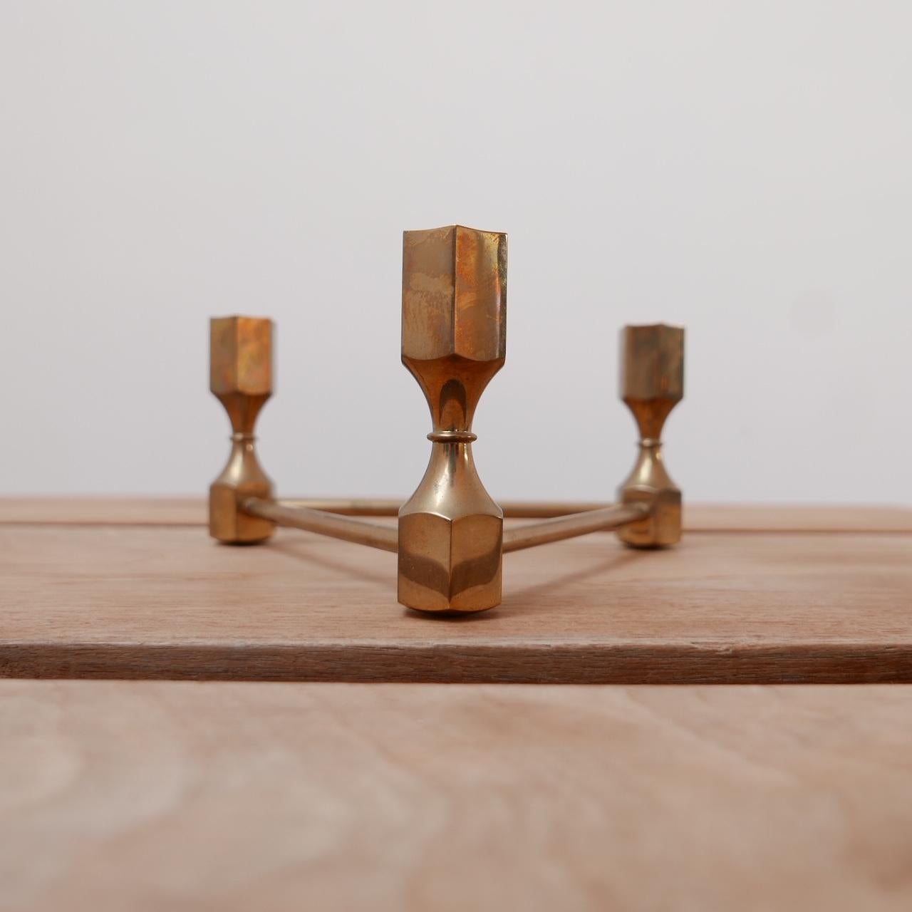 Solid Swedish 20th Century Brass Candlestick by Gusum 4