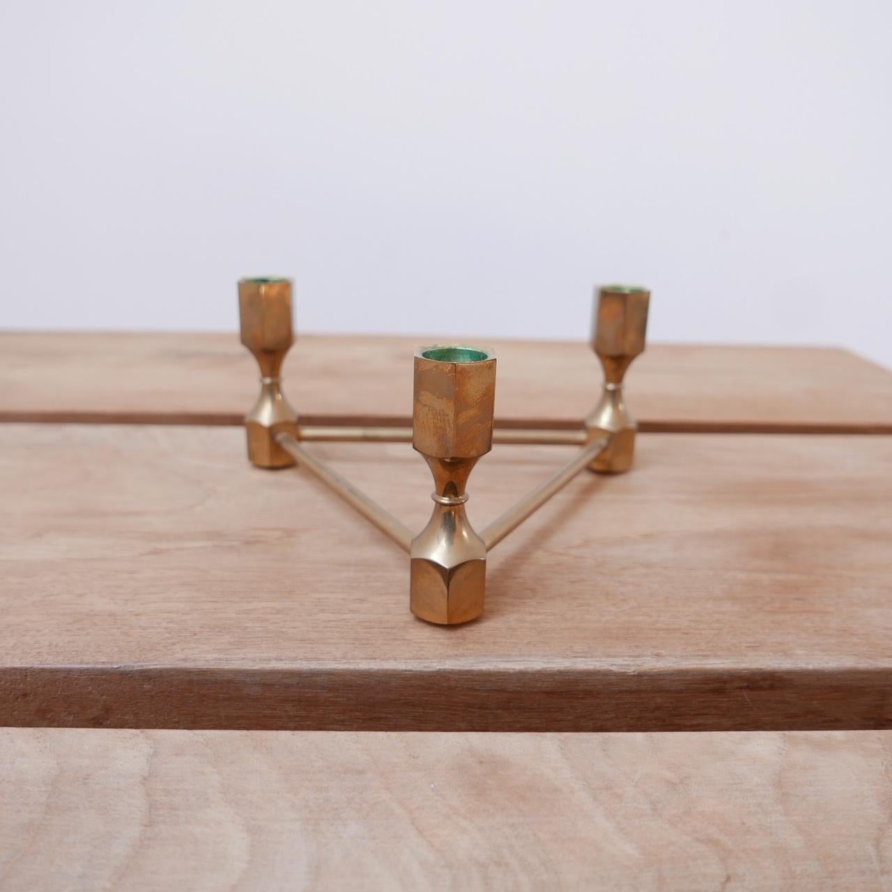 Solid Swedish 20th Century Brass Candlestick by Gusum 5