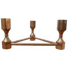 Solid Swedish 20th Century Brass Candlestick by Gusum