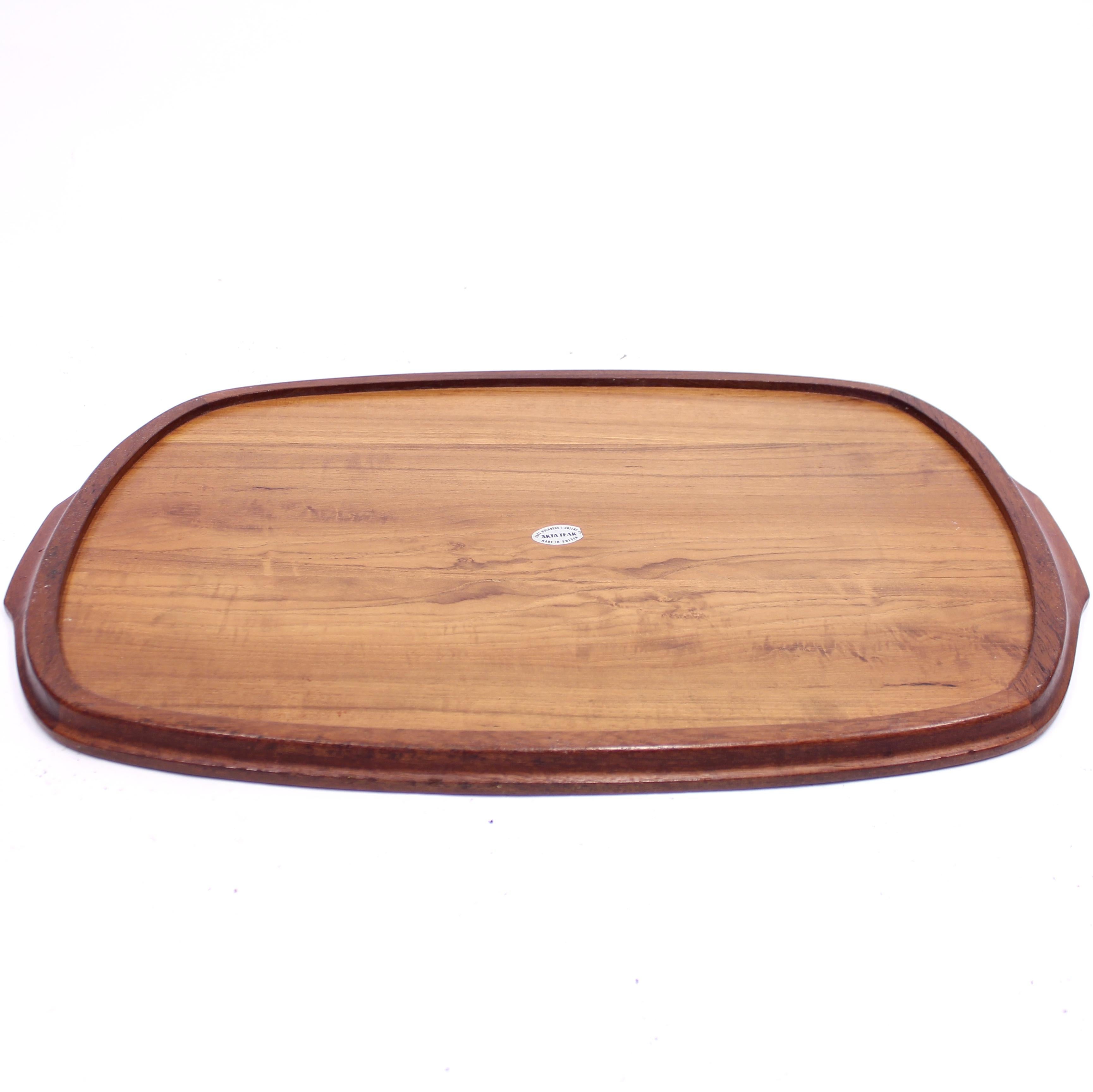 Solid Swedish Teak Tray Produced by Karl Holmberg, 1960s In Good Condition In Uppsala, SE