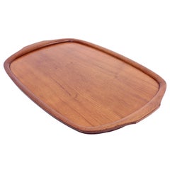 Solid Swedish Teak Tray Produced by Karl Holmberg, 1960s