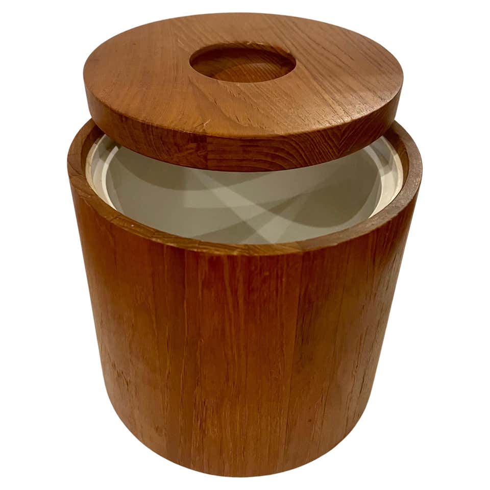 Modern Bucket Danish Modern Solid Teak Ice Bucket by Nissen Denmark For Sale at 1stDibs