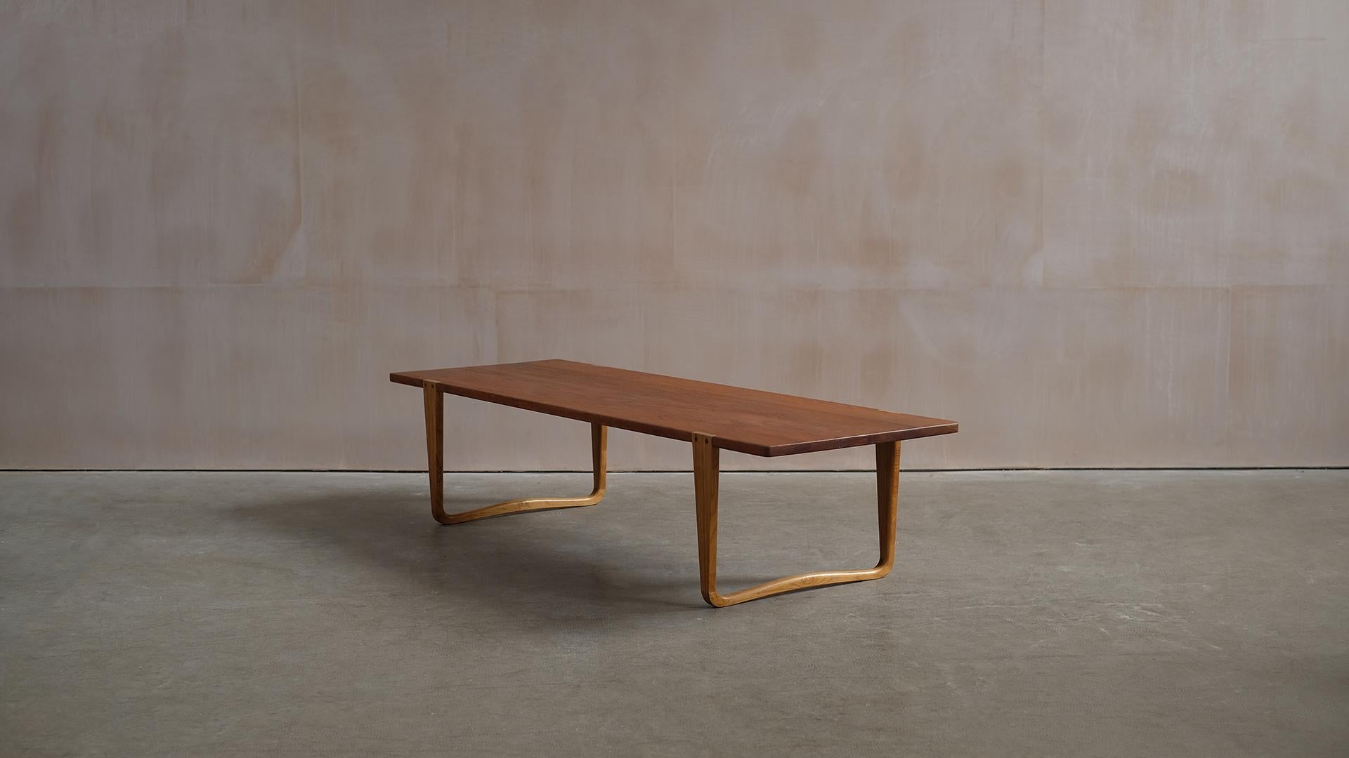 Scandinavian Modern Solid teak and Ash Table / Bench by Michael Bloch