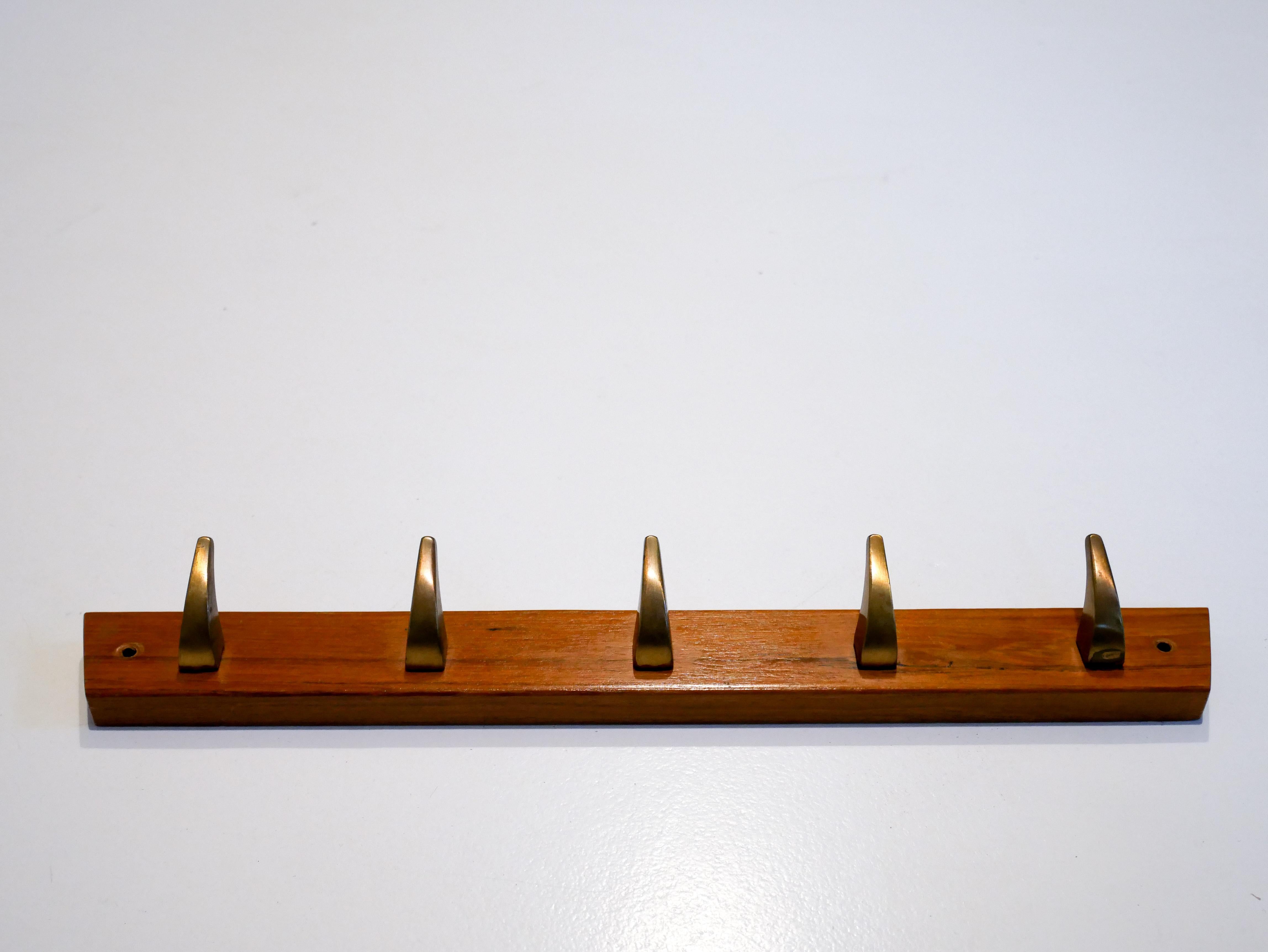 Mid-20th Century Solid Teak and Brass Rack Model 