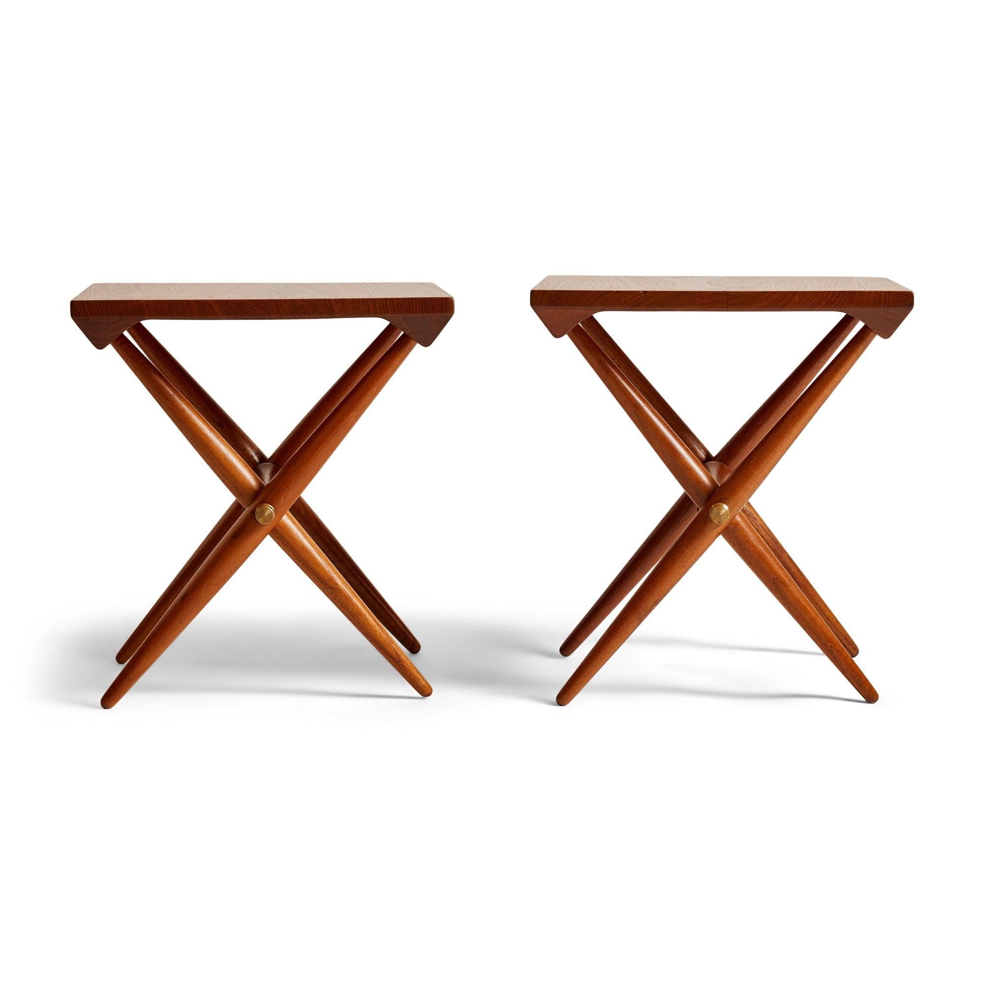 Solid Teak and Brass Side Table by Jens H. Quistgaard for Dansk Designs In Fair Condition For Sale In Sagaponack, NY