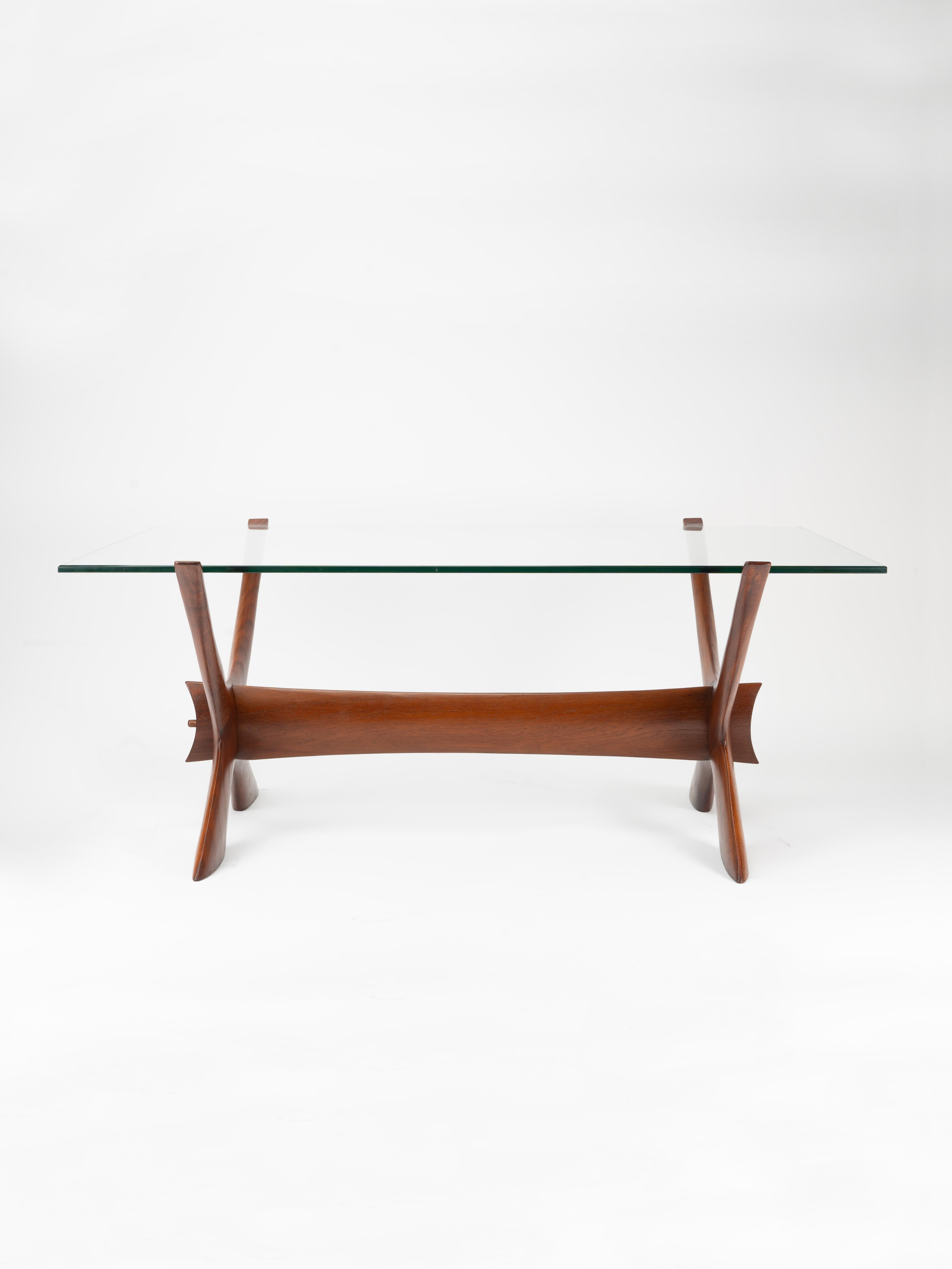 Couchtisch „Condor“ aus massivem Teakholz und Glas von Fredrik Schriever-Abeln im Angebot 4