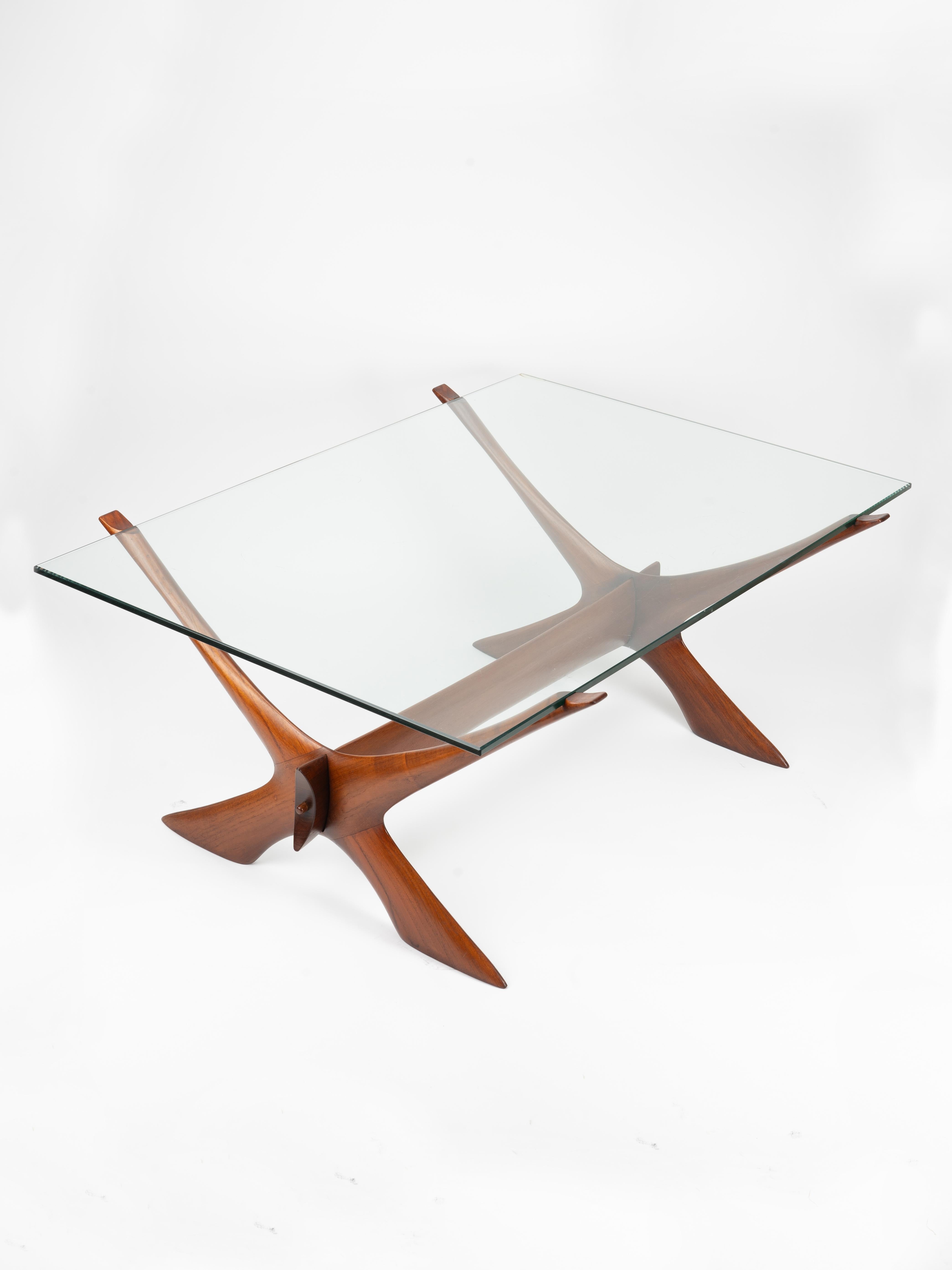 Couchtisch „Condor“ aus massivem Teakholz und Glas von Fredrik Schriever-Abeln im Angebot 5