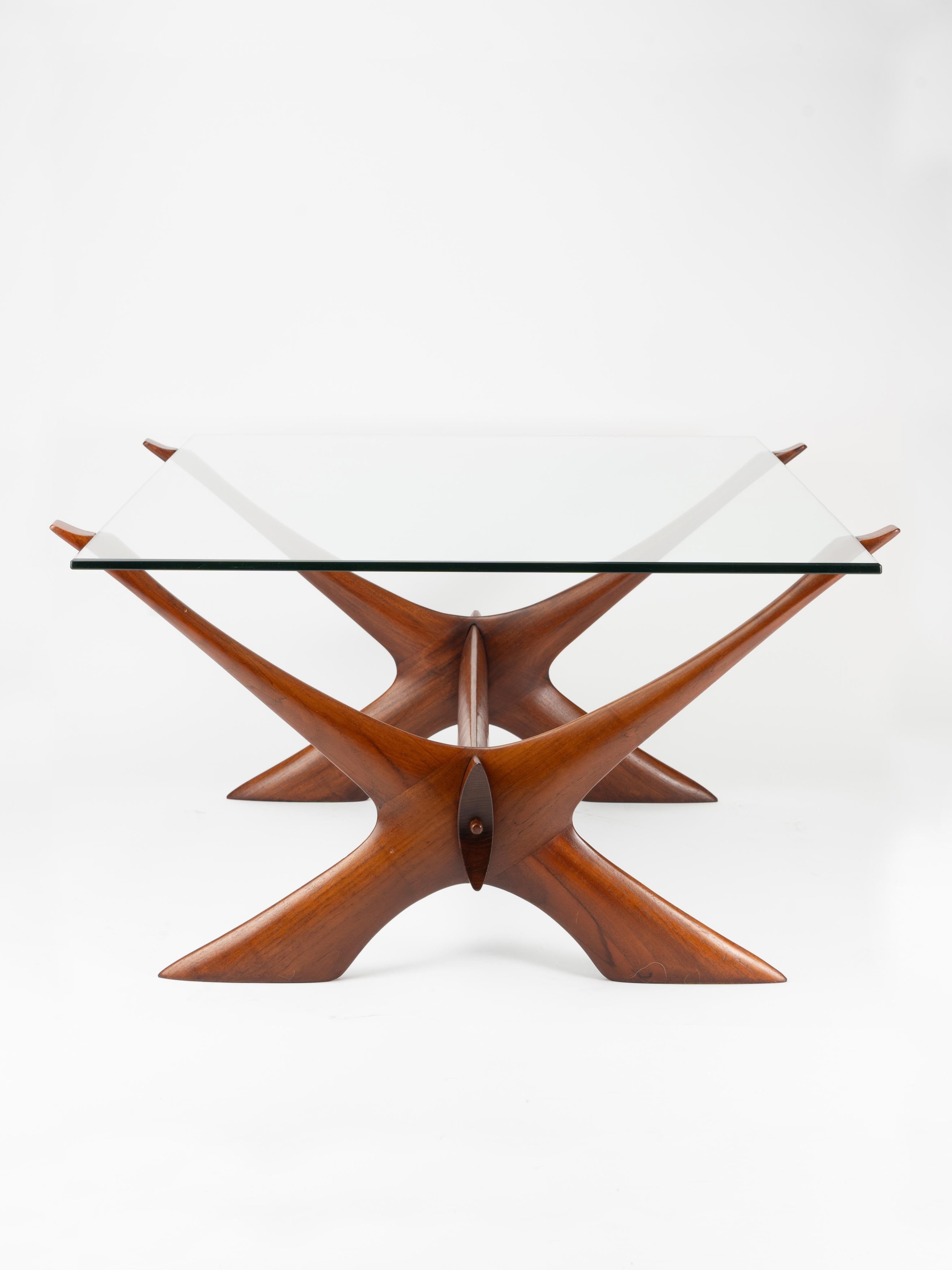 Couchtisch „Condor“ aus massivem Teakholz und Glas von Fredrik Schriever-Abeln (Moderne der Mitte des Jahrhunderts) im Angebot