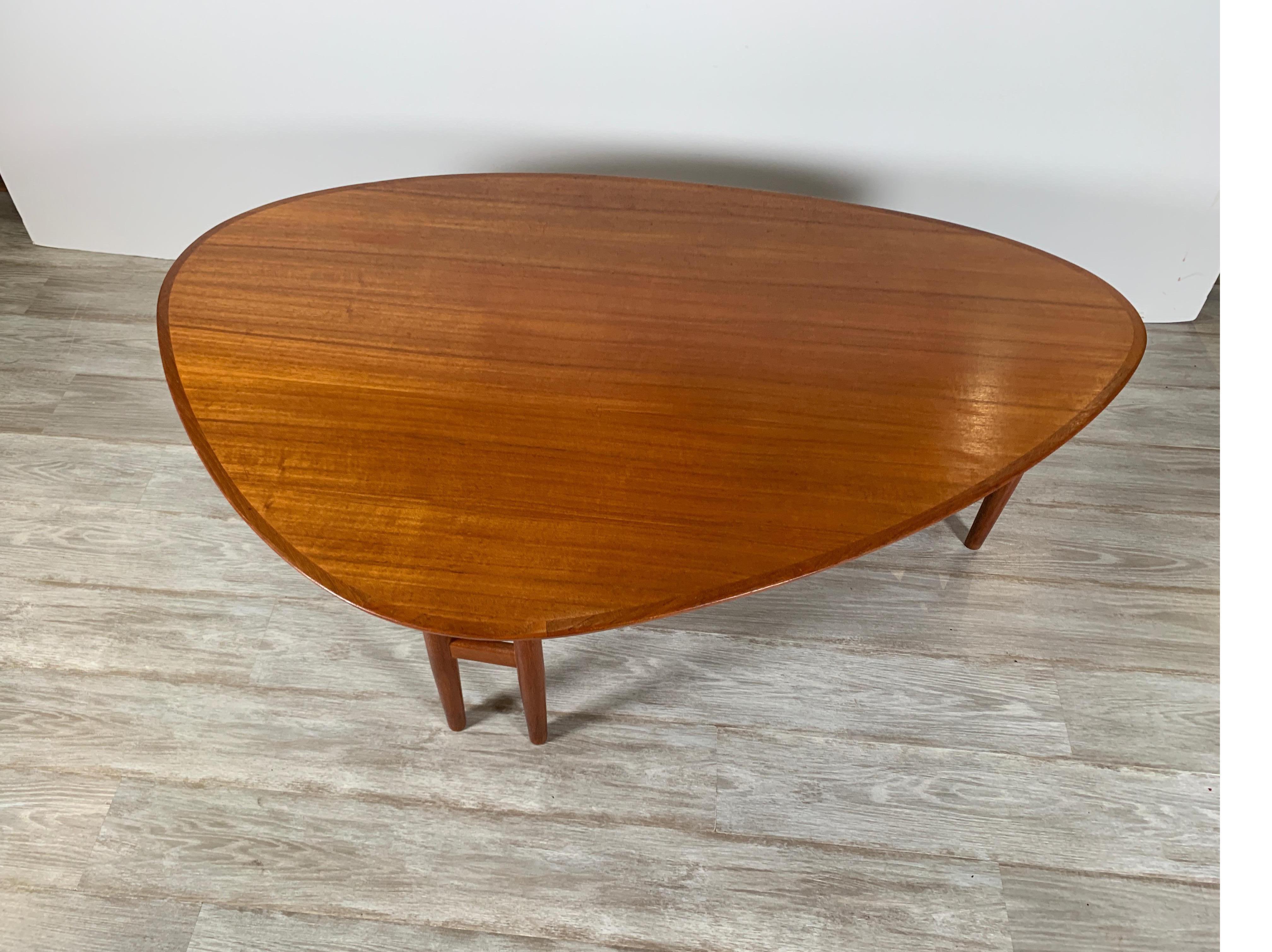 Scandinavian Modern Solid Teak Asymmetric Double-Legged Coffee Table by Arne Vodder for Sibast