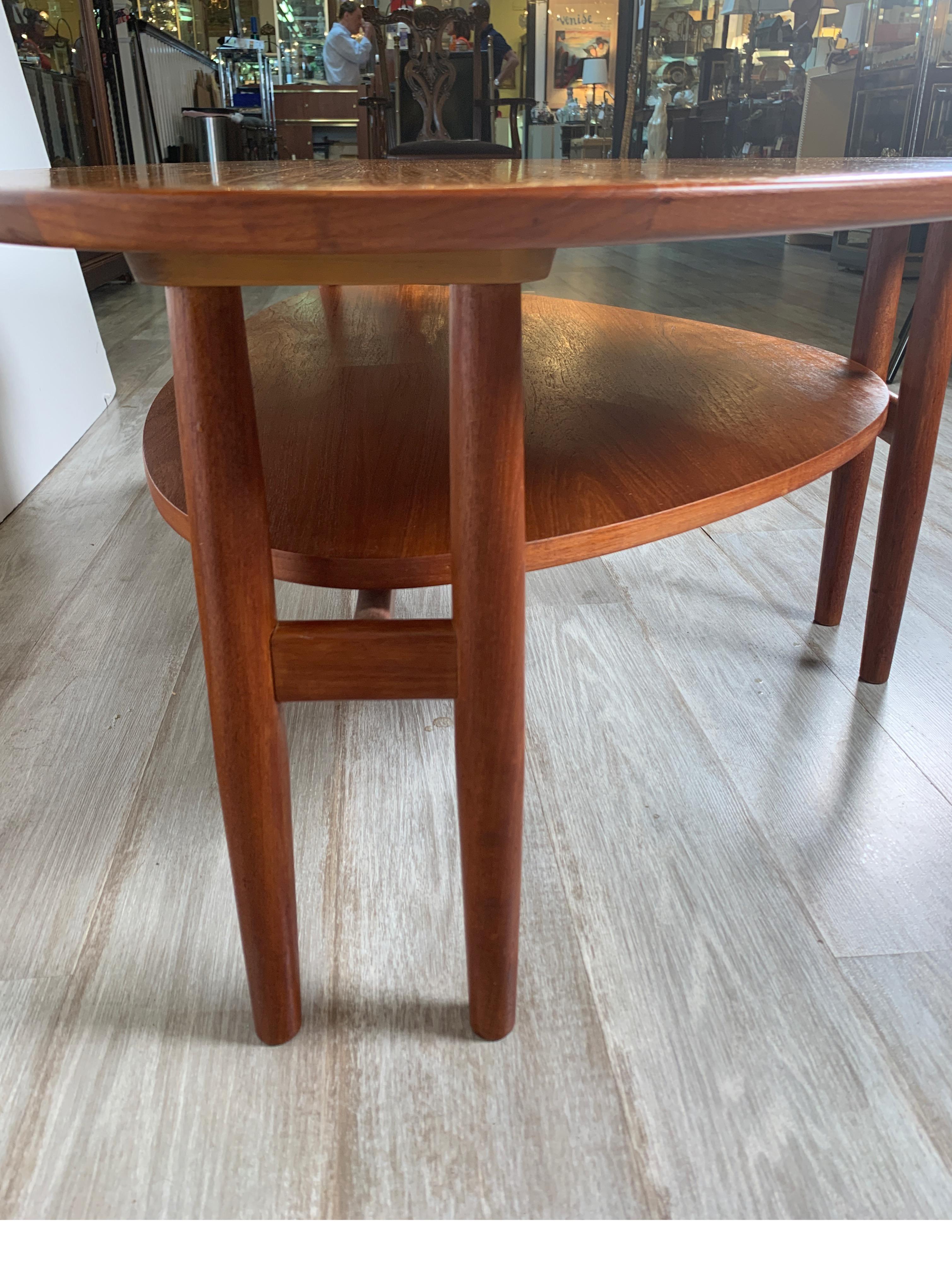 Mid-20th Century Solid Teak Asymmetric Double-Legged Coffee Table by Arne Vodder for Sibast