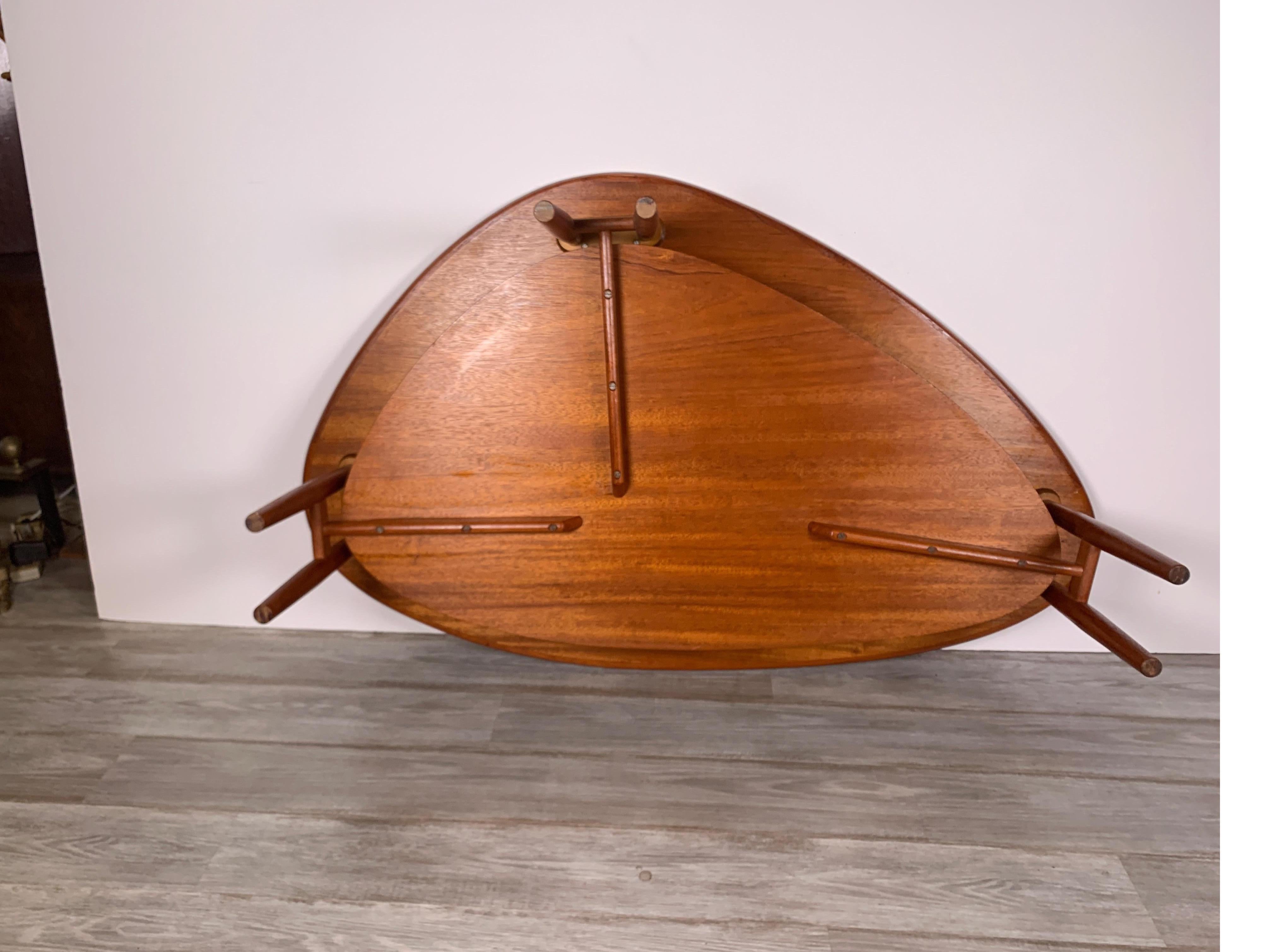Solid Teak Asymmetric Double-Legged Coffee Table by Arne Vodder for Sibast 1