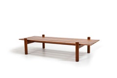 Solid Teak Bench by LOTOS 1960s