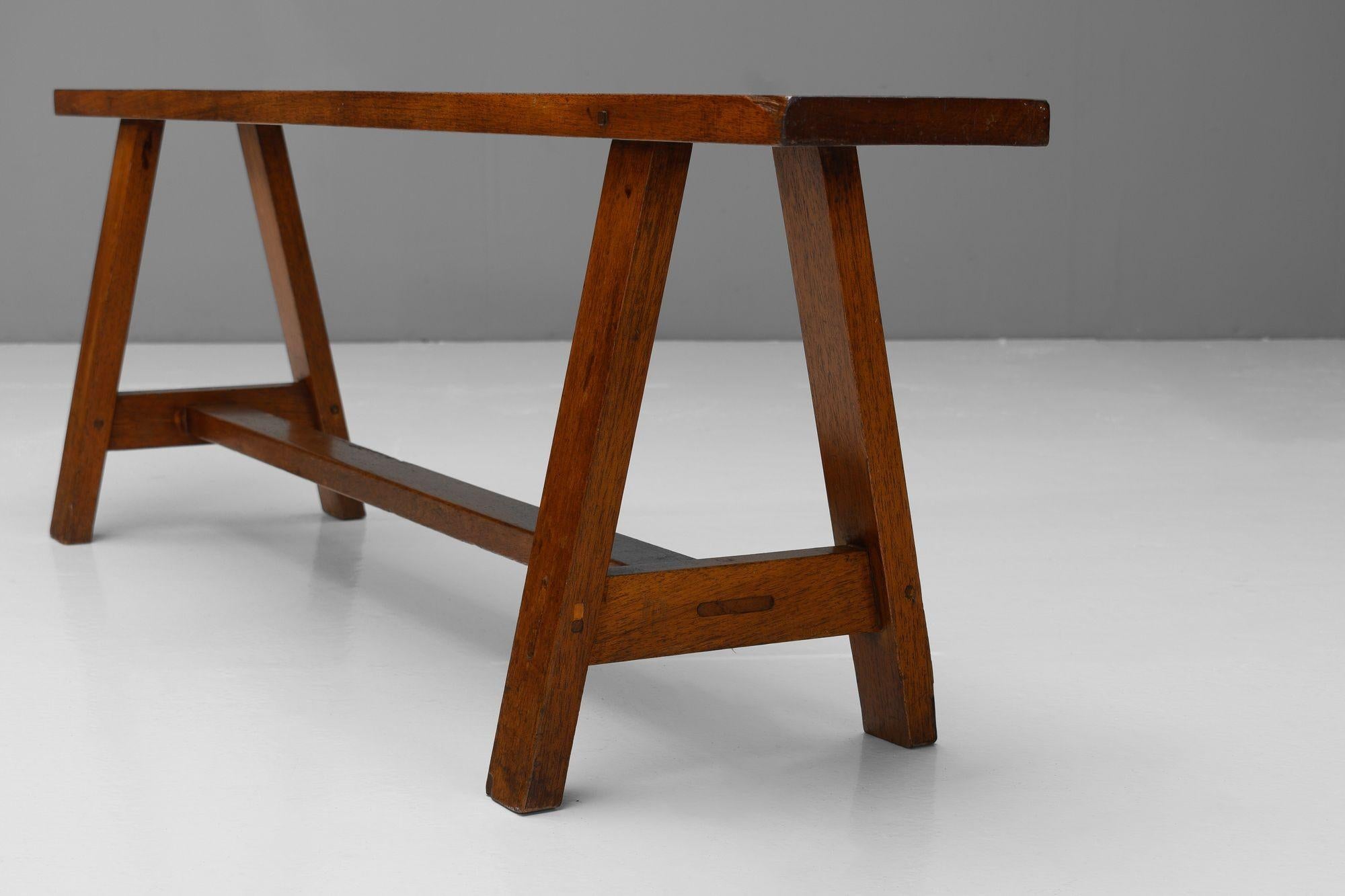 British Solid Teak Bench For Sale
