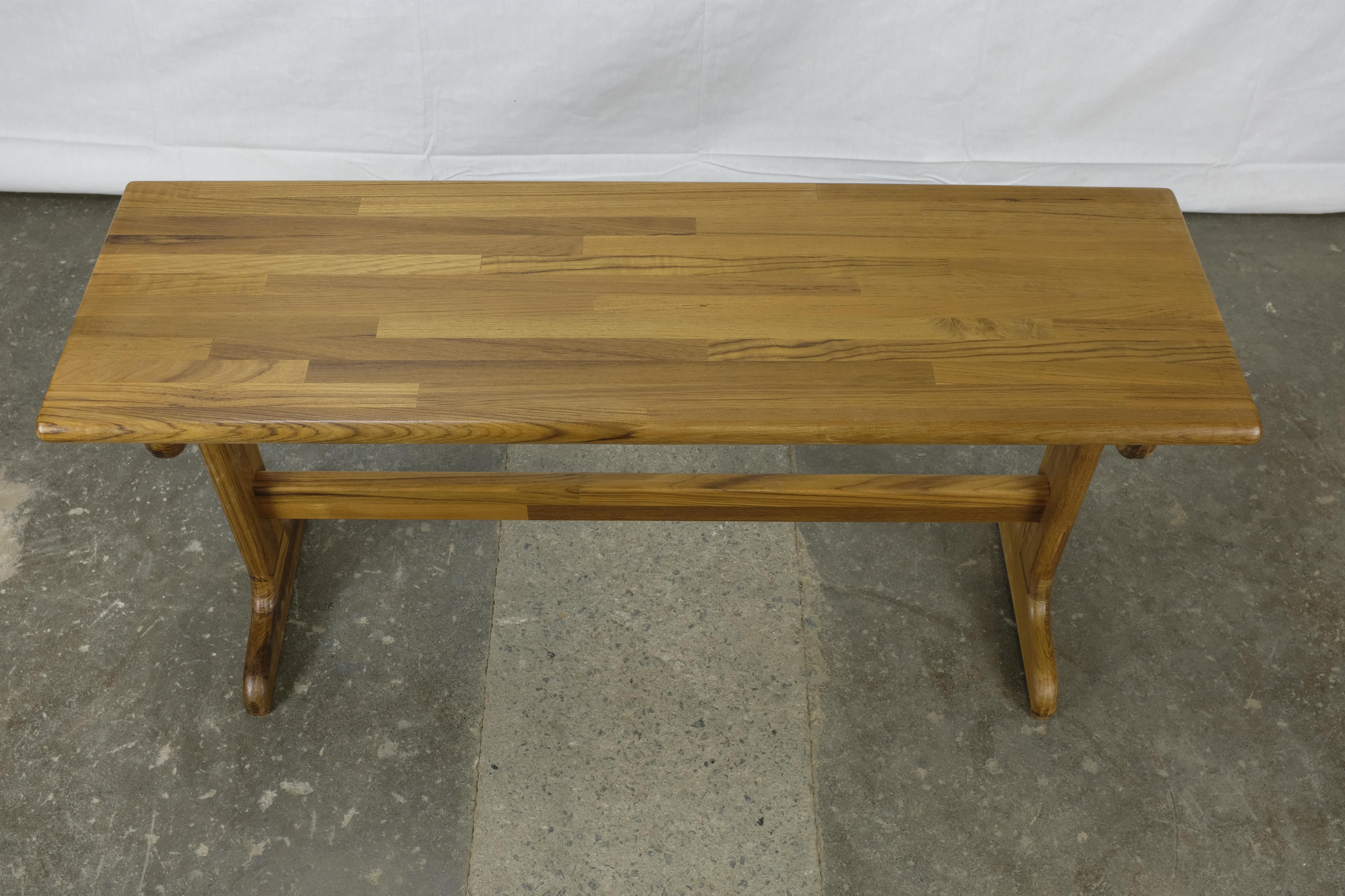 Scandinavian Modern Solid Teak Bench or Coffee Table For Sale
