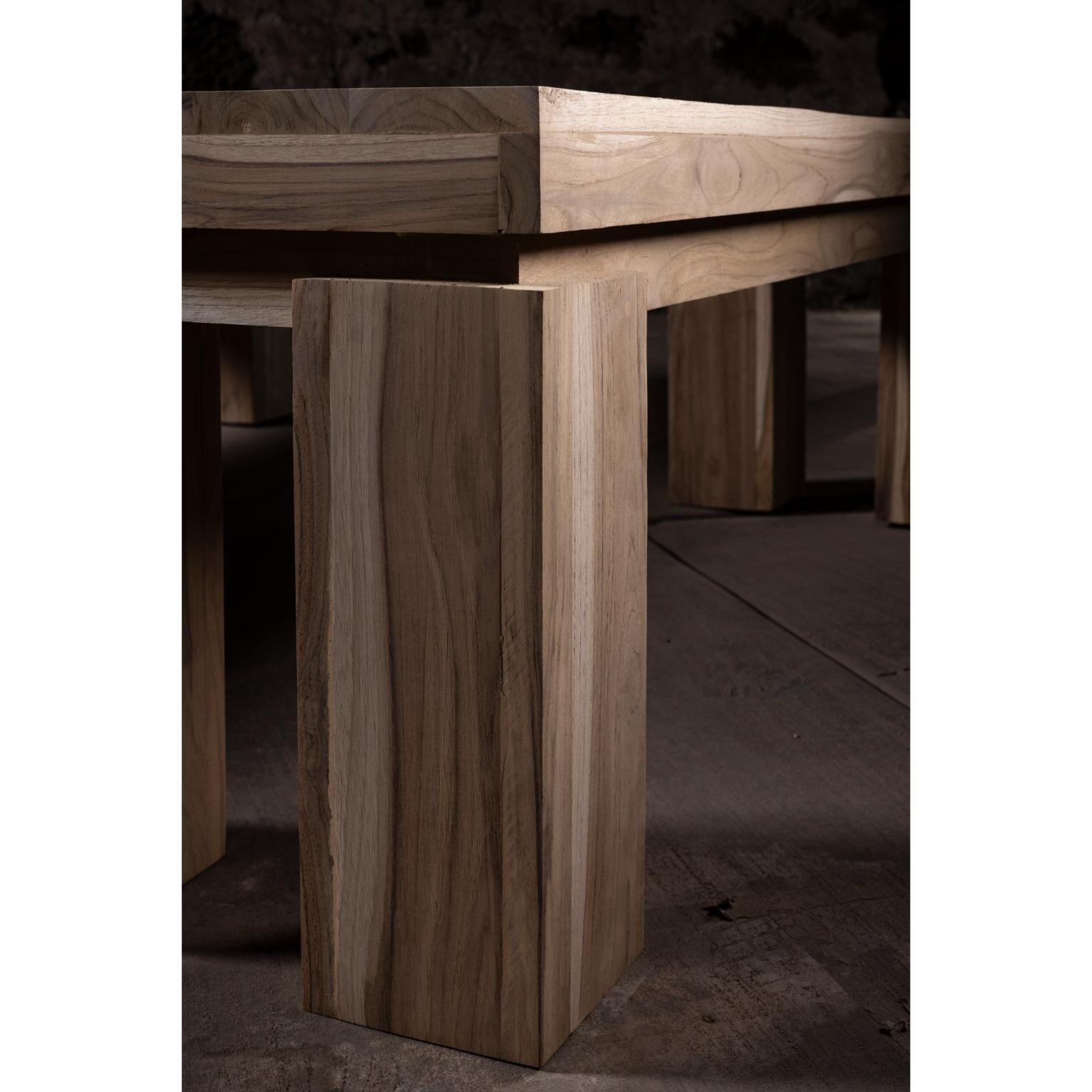Mexicain Solid Teak Bench with Natural Finish by No Age Studio en vente
