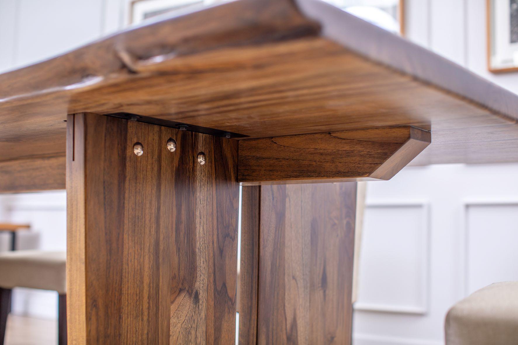 Solid Teak Book-Matched Live Edge Dining Table In New Condition For Sale In Buffalo, WY