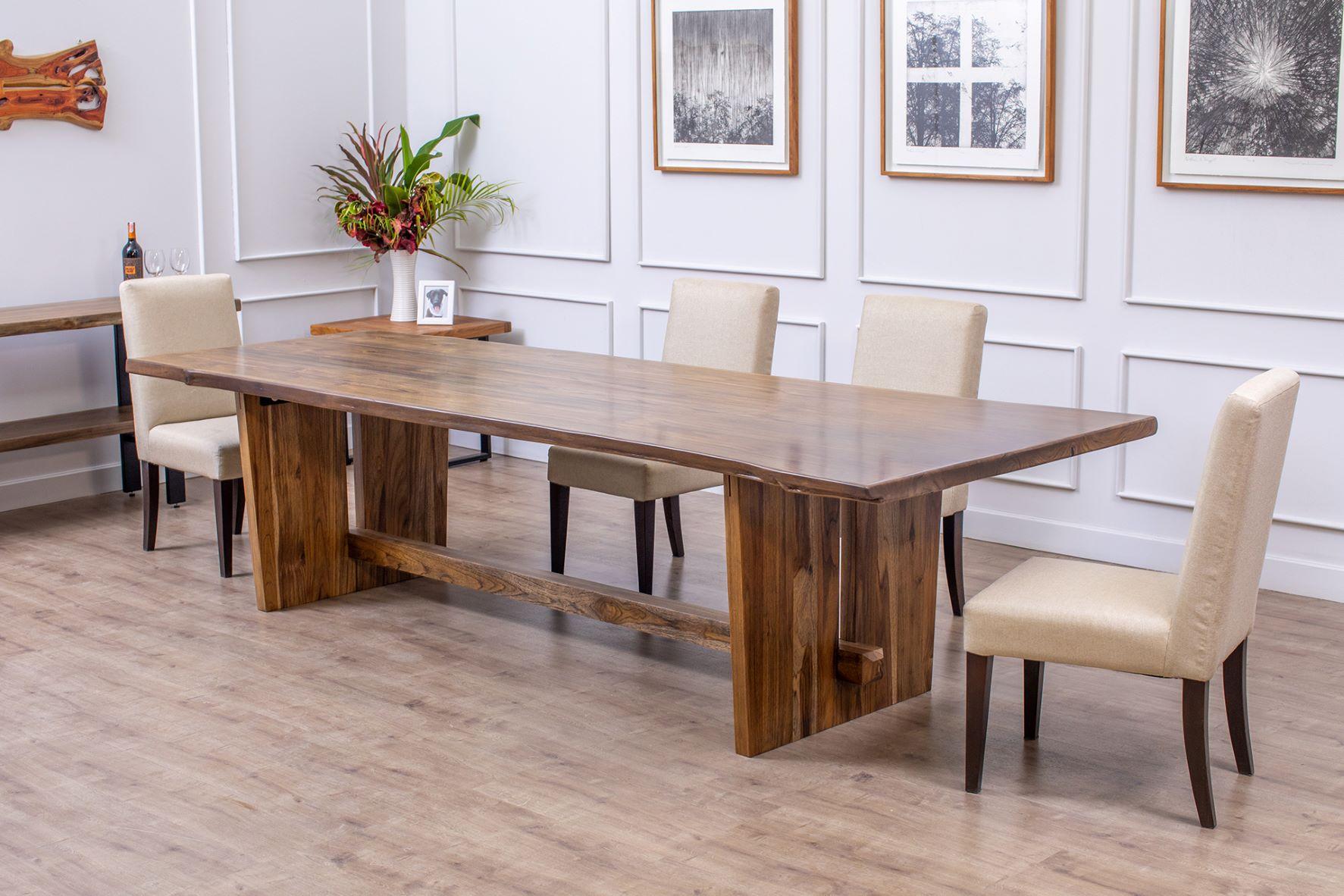 Solid Teak Book-Matched Live Edge Dining Table For Sale 1