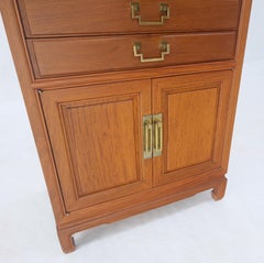 Solid Teak Brass Bracket Shape Heavy Drop Pulls Lift Top Two Doors Silver Chest