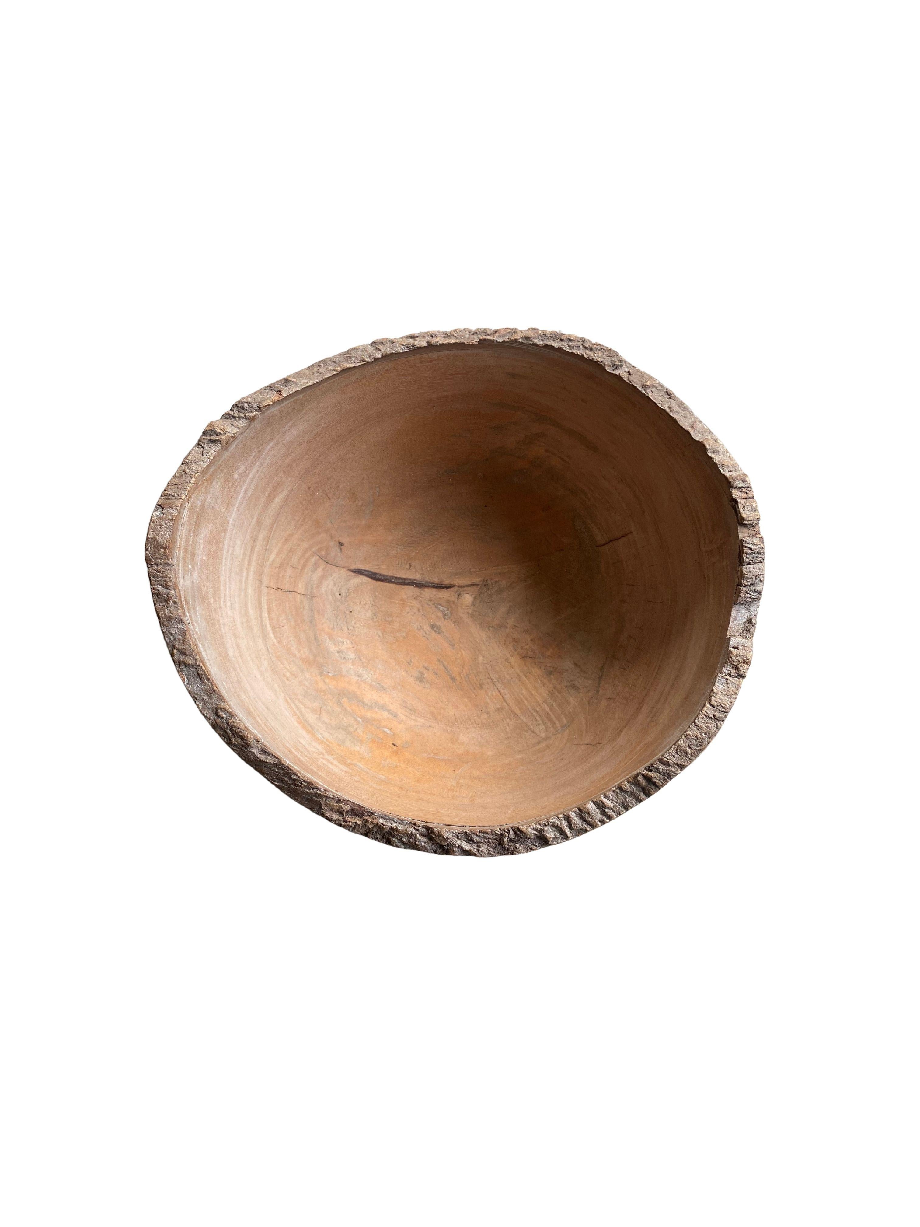 Cuenco de madera maciza de teca de Java, Indonesia Indonesio en venta
