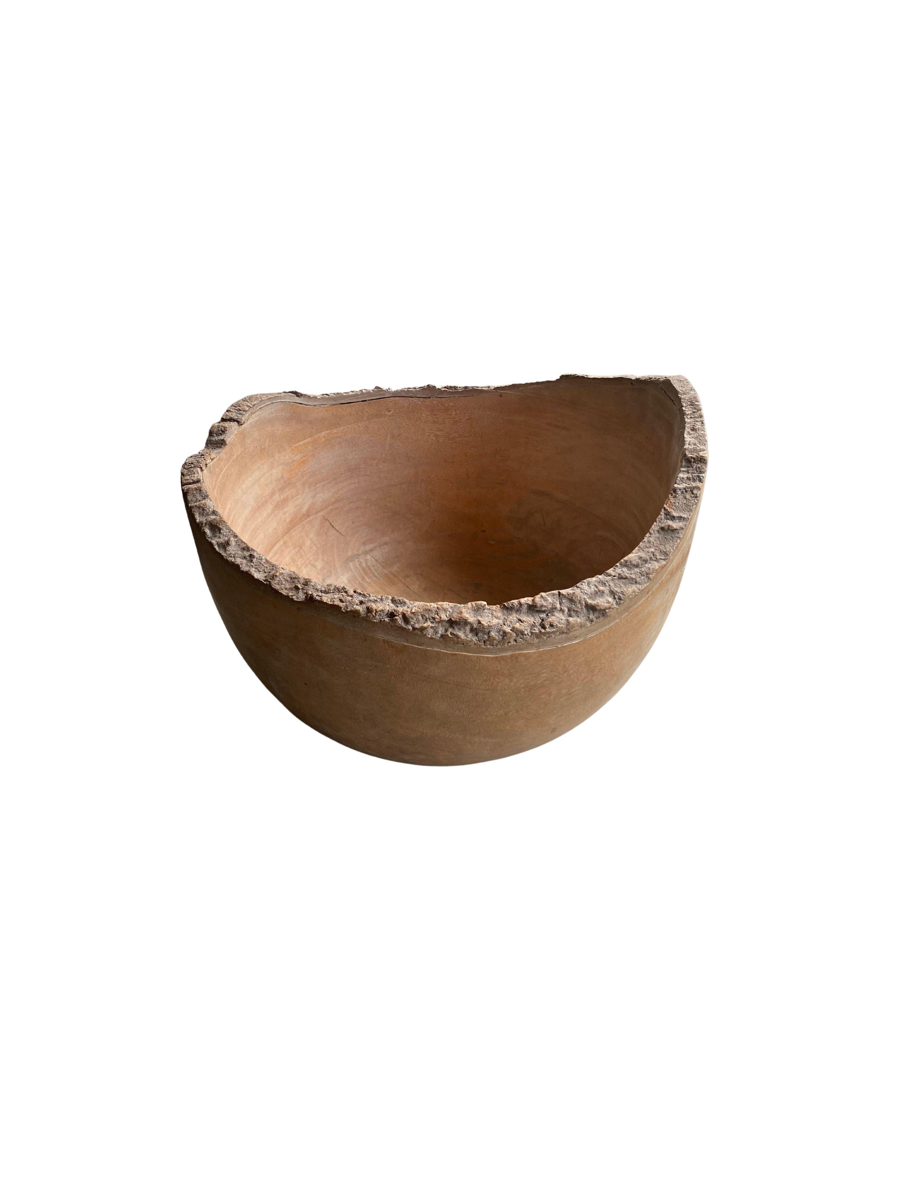 Carved Solid Teak Burl Wood Bowl from Java, Indonesia For Sale