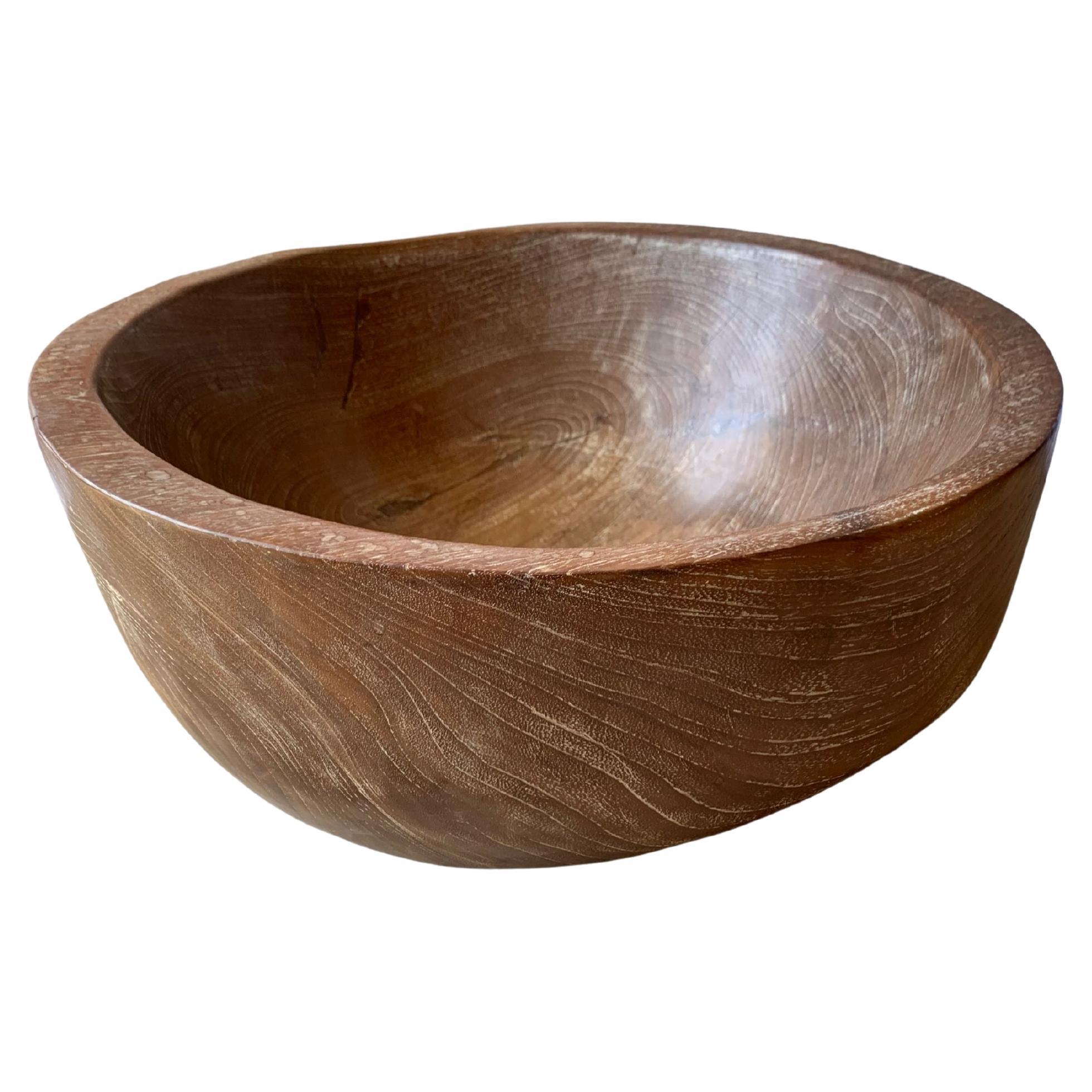 Solid Teak Burl Wood Bowl from Java, Indonesia For Sale