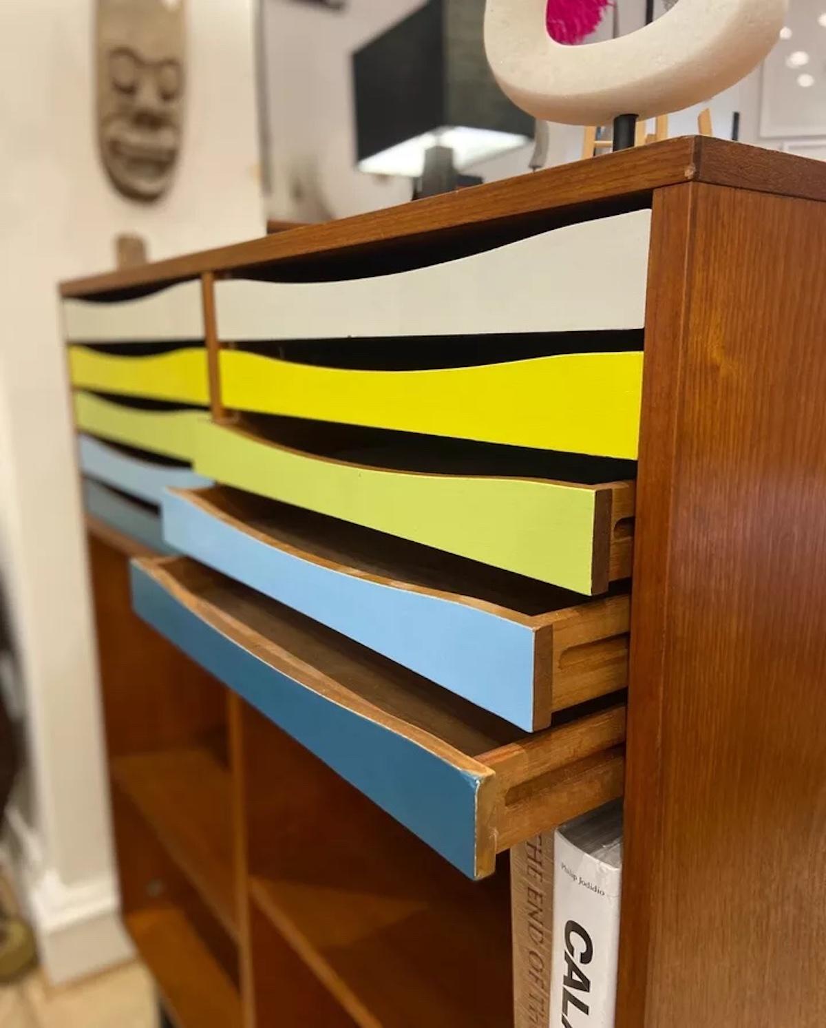 Mid-Century Modern Solid Teak Cabinet Attributed To Arne Vodder With Shelving Space & Drawers